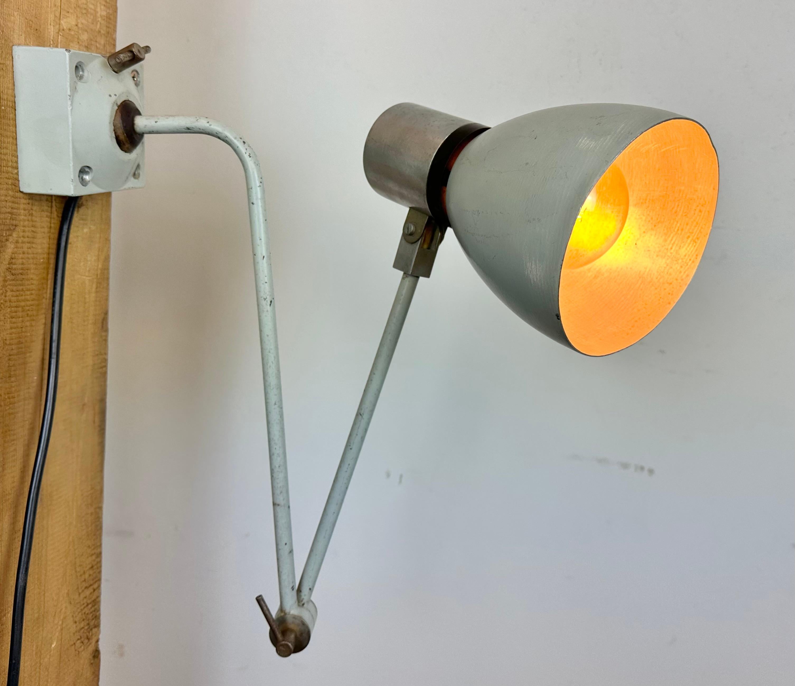 Grey Industrial Wall Lamp from Elektrosvit, 1970s For Sale 13