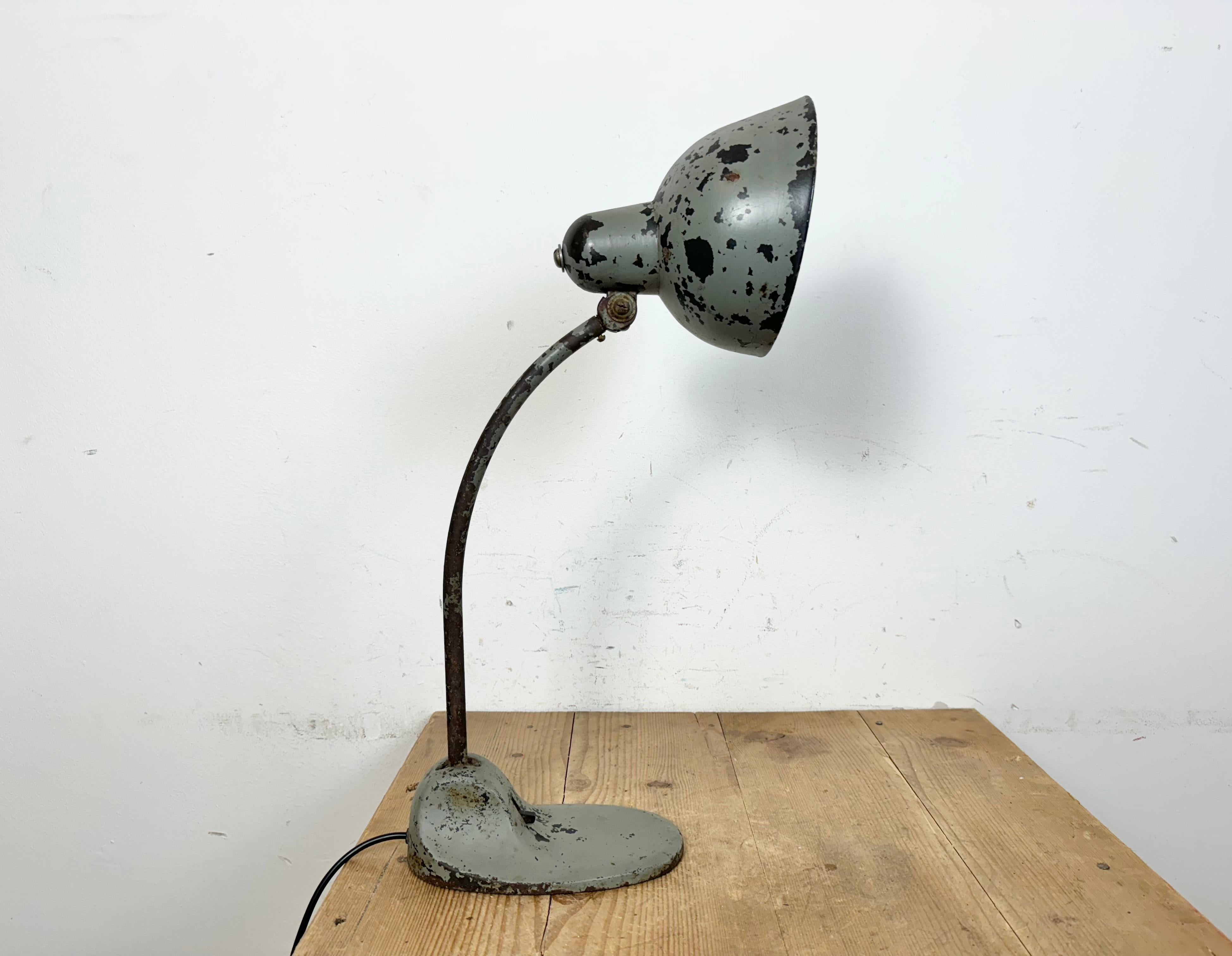 Grey Industrial Workshop Desk Lamp, 1950s 8