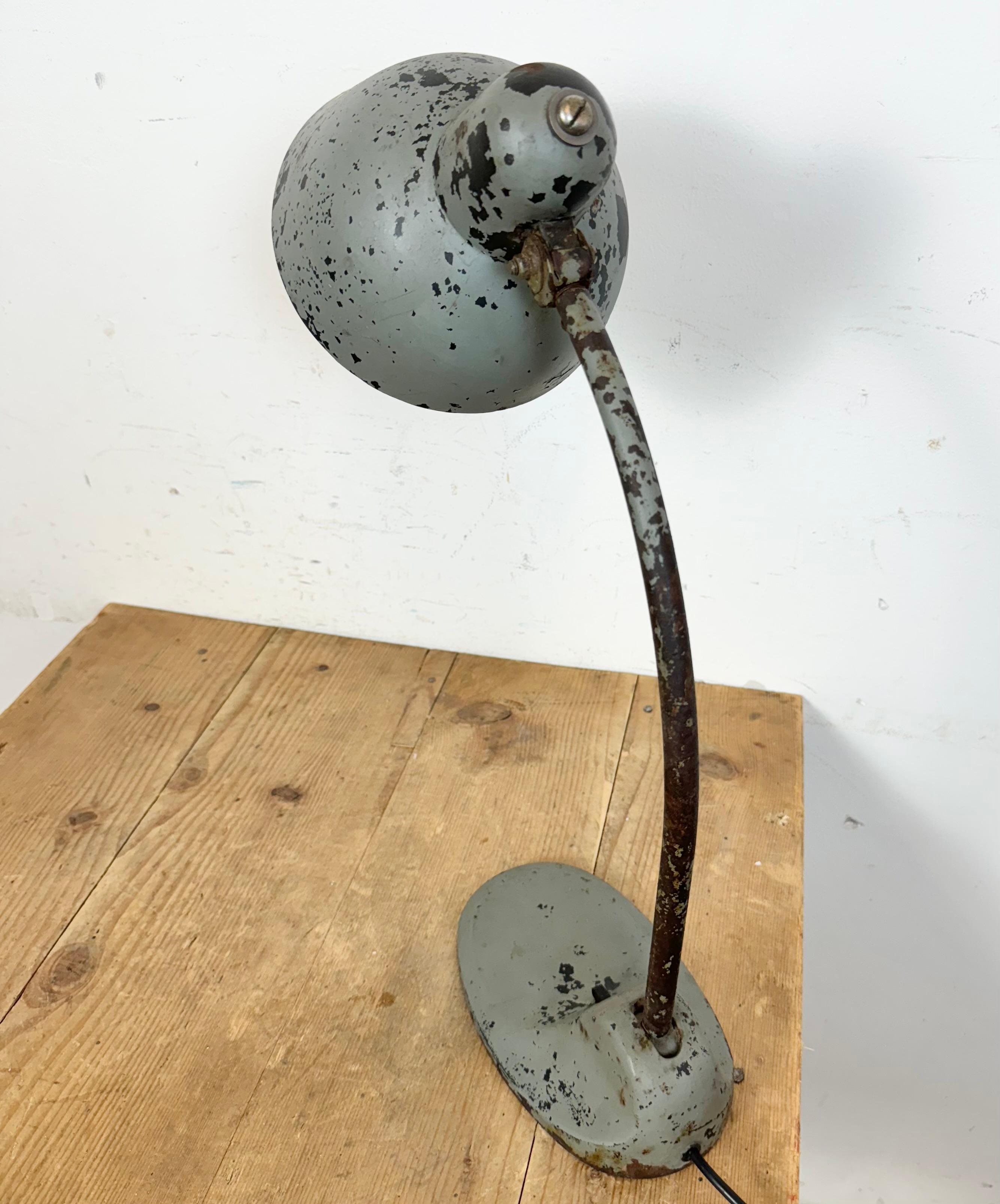 Cast Grey Industrial Workshop Desk Lamp, 1950s