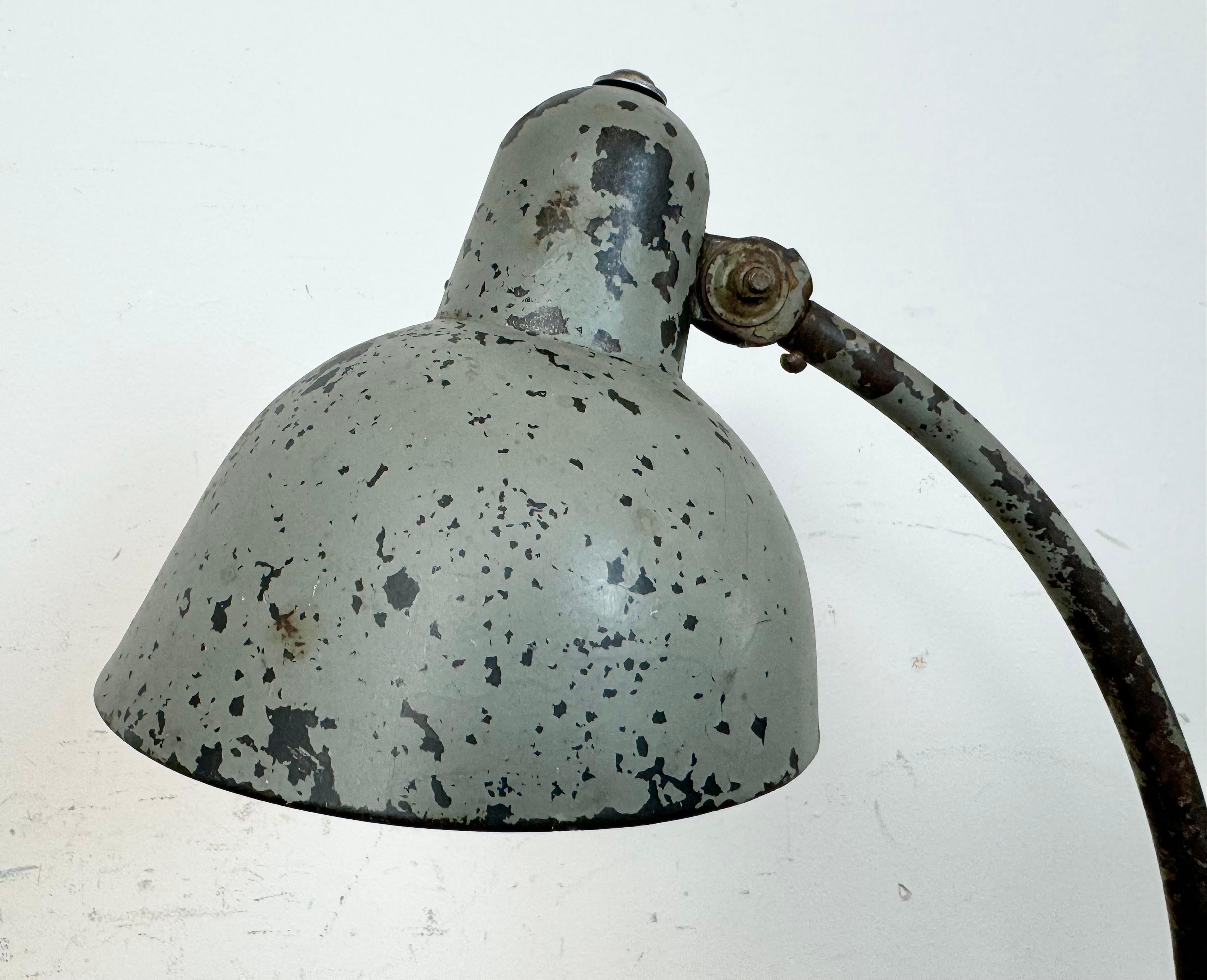 Metal Grey Industrial Workshop Desk Lamp, 1950s