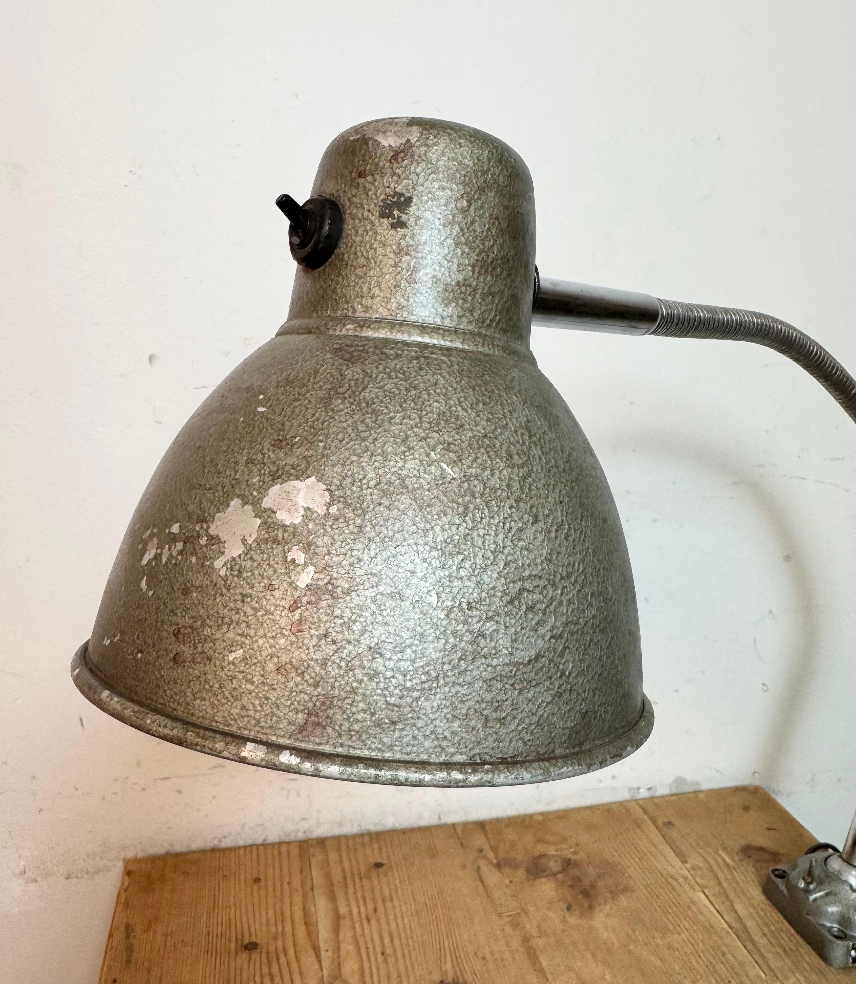 Grey Industrial Workshop Gooseneck Table Lamp, 1960s For Sale 12