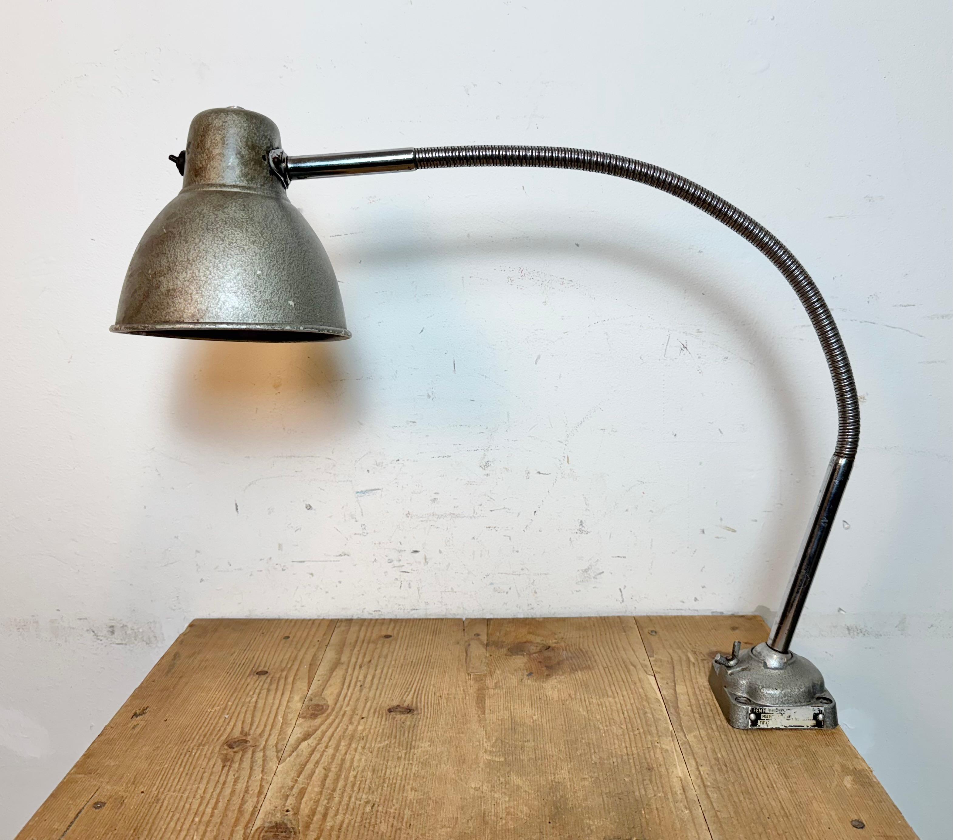 Aluminum Grey Industrial Workshop Gooseneck Table Lamp, 1960s For Sale