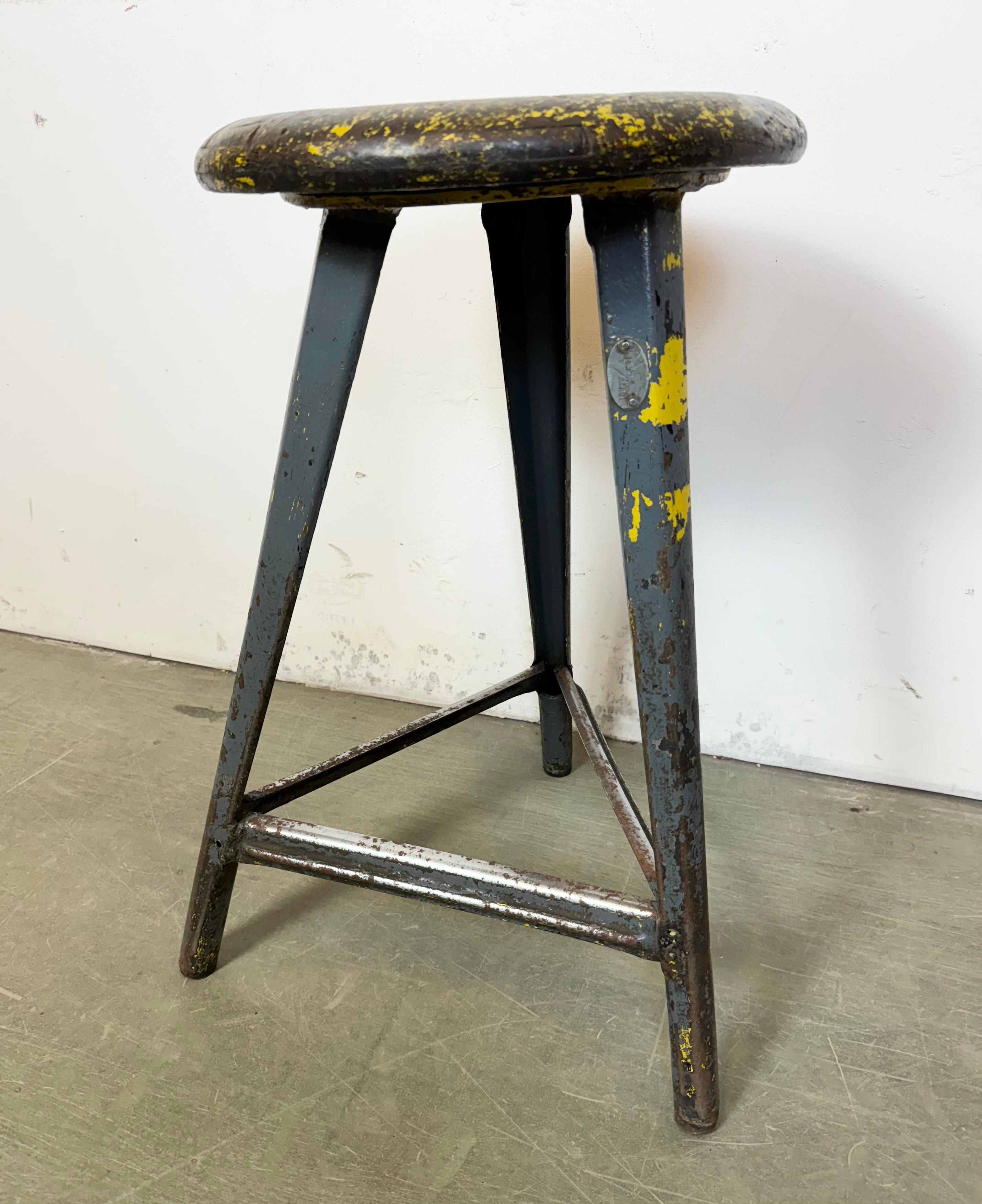 Grey Industrial Workshop Stool, 1960s For Sale 4
