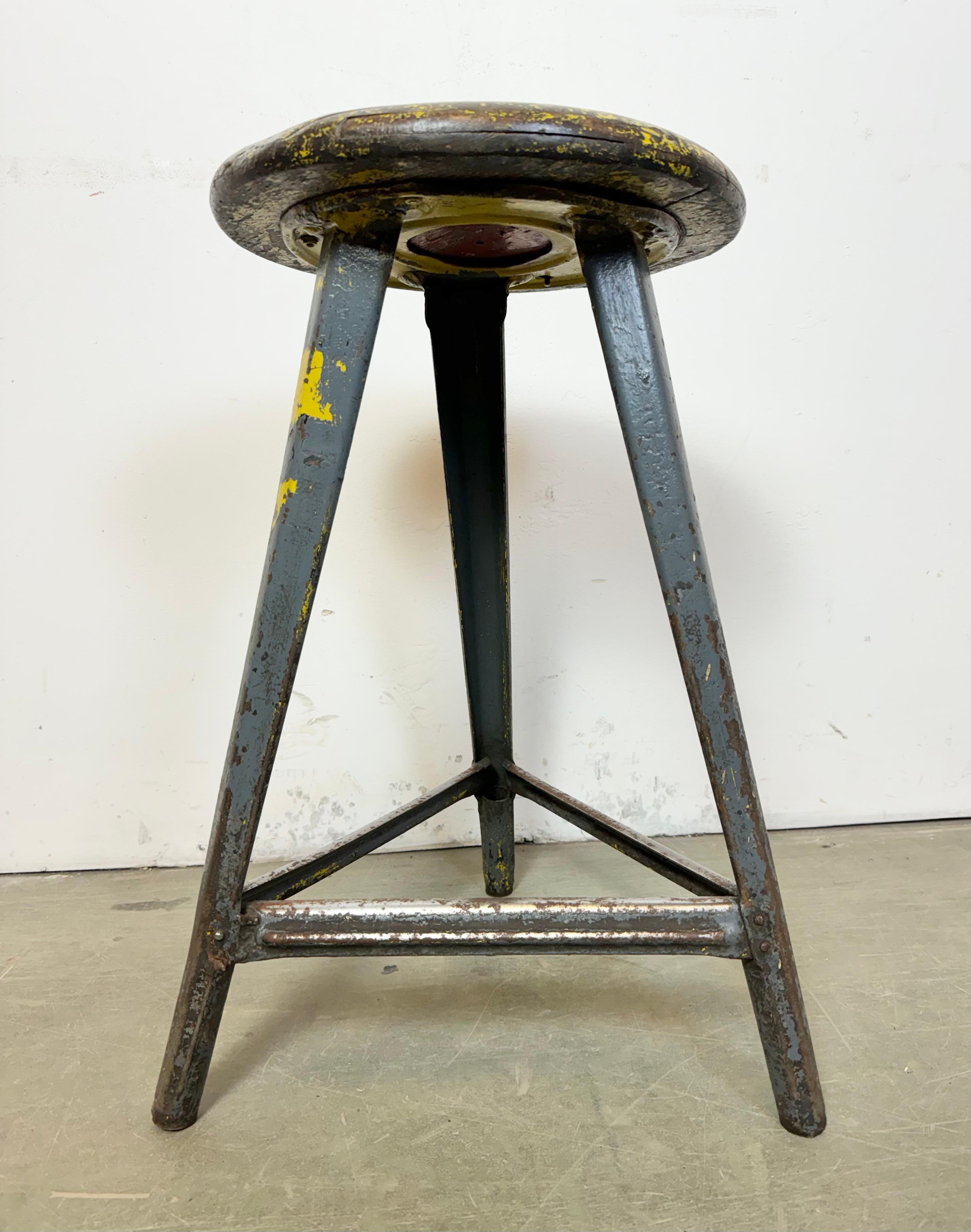 Grey Industrial Workshop Stool, 1960s For Sale 11