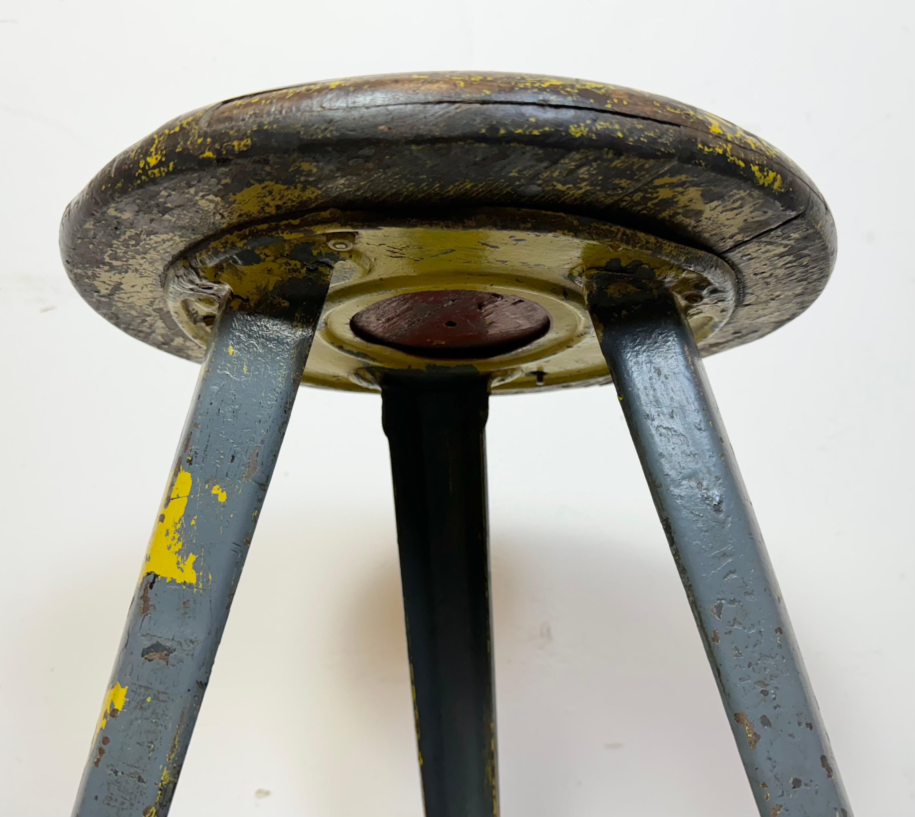 Grey Industrial Workshop Stool, 1960s For Sale 12