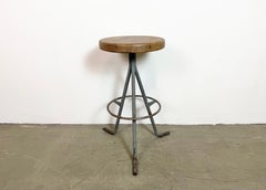 Sgabello da officina industriale grigio, anni '60