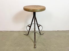 Tabouret d'atelier industriel gris, années 1960