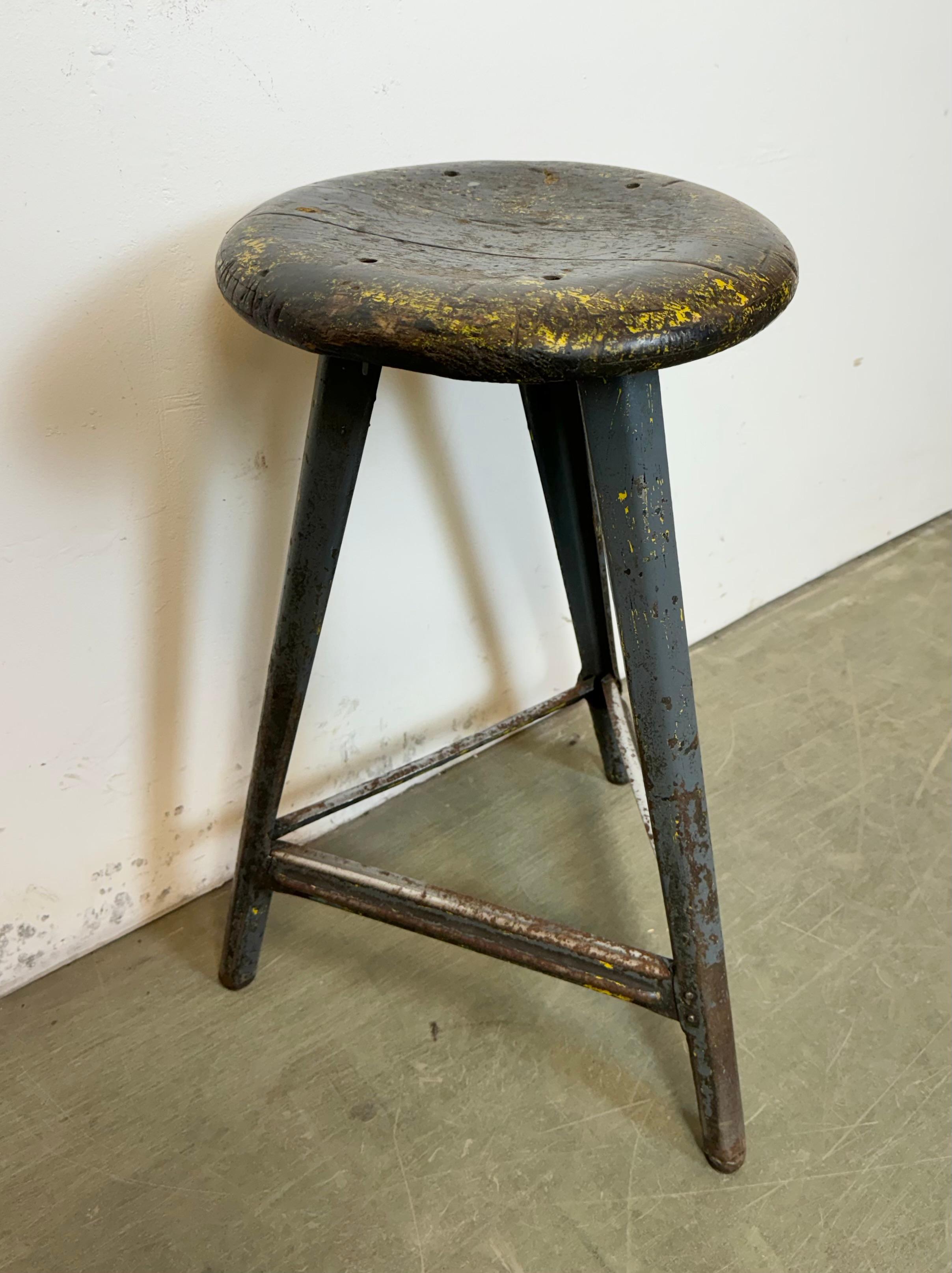 20th Century Grey Industrial Workshop Stool, 1960s For Sale