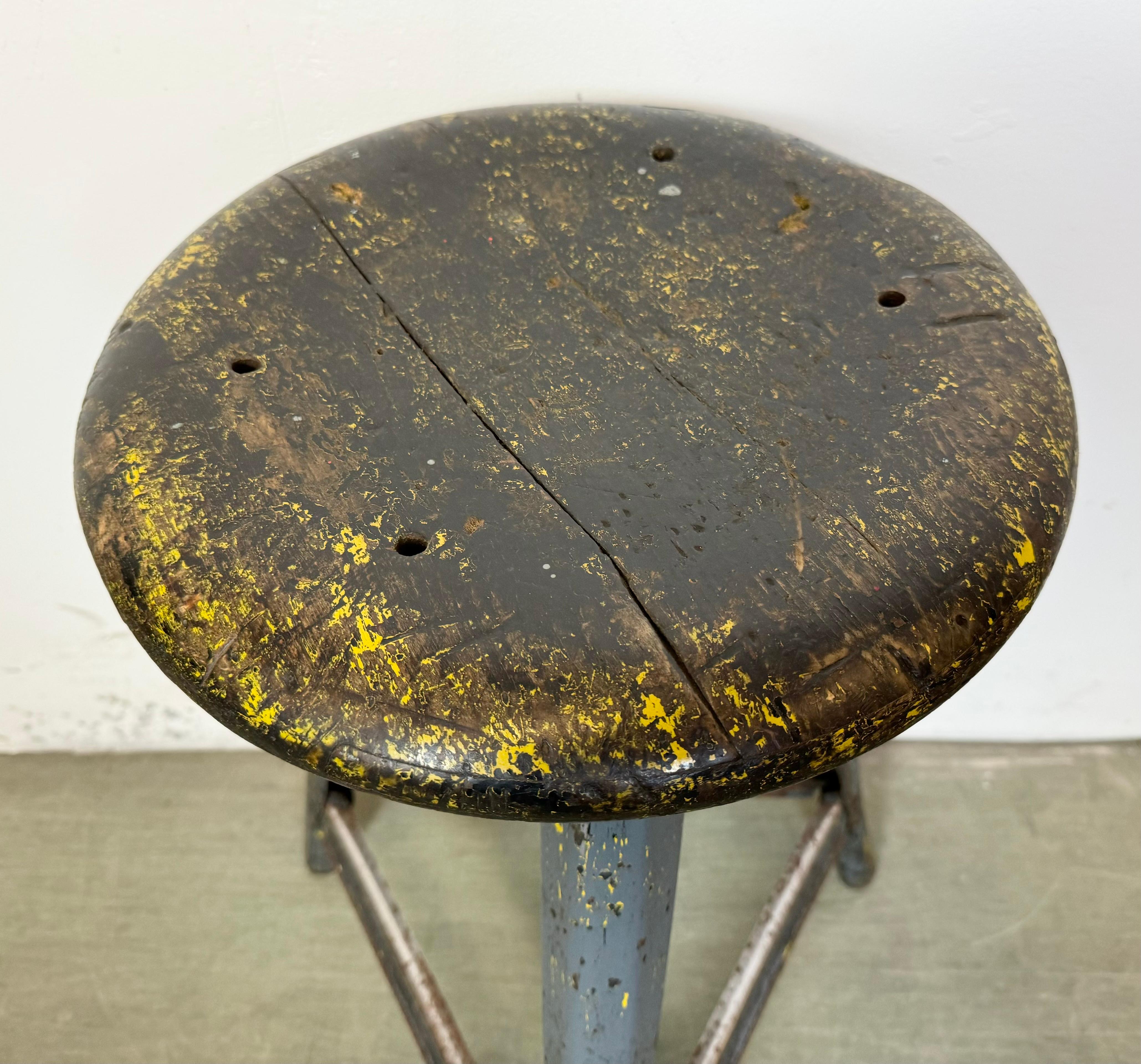 Iron Grey Industrial Workshop Stool, 1960s For Sale