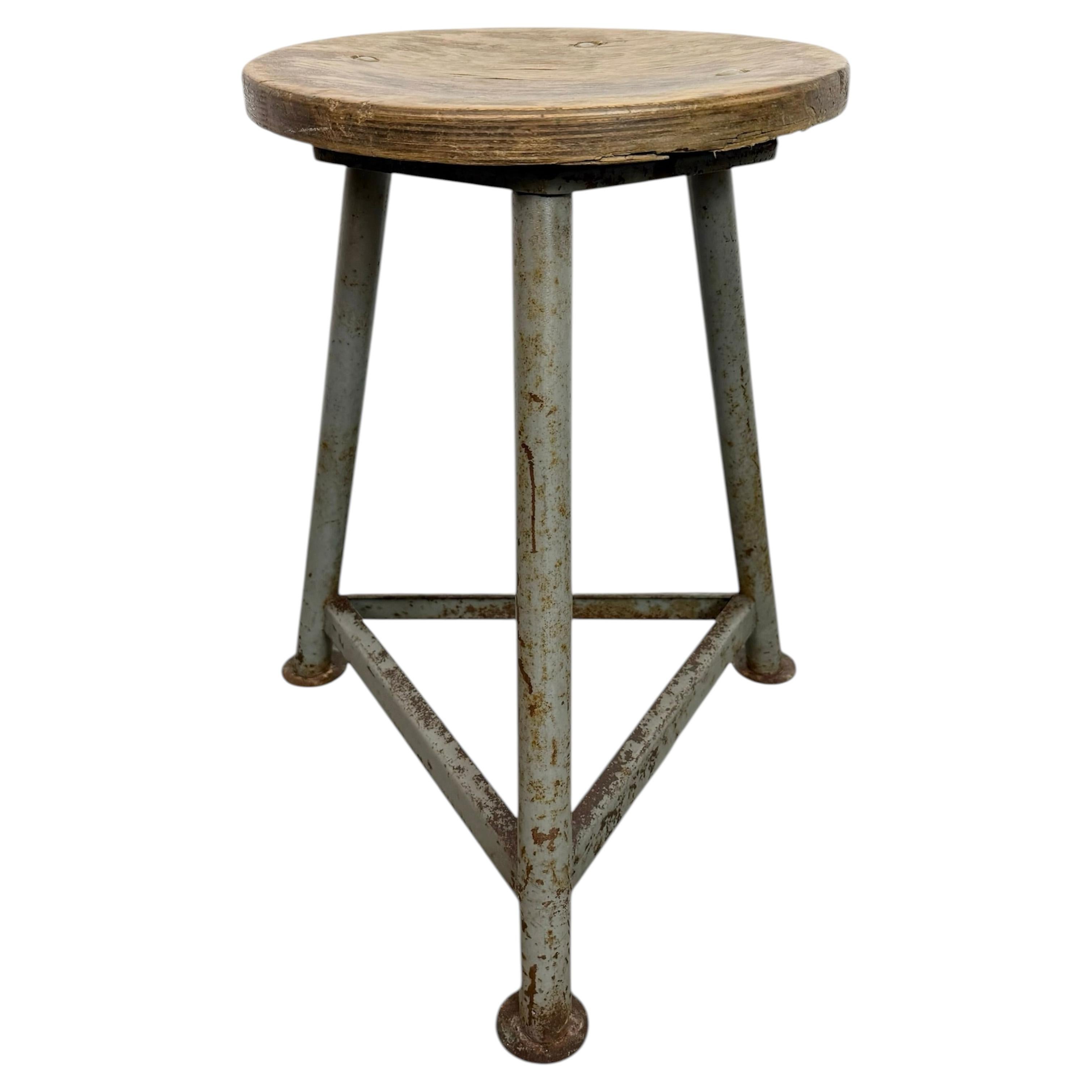 Grey Industrial Workshop Stool, 1960s For Sale