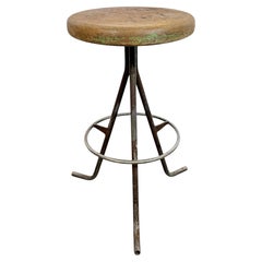 Tabouret d'atelier industriel gris, années 1960