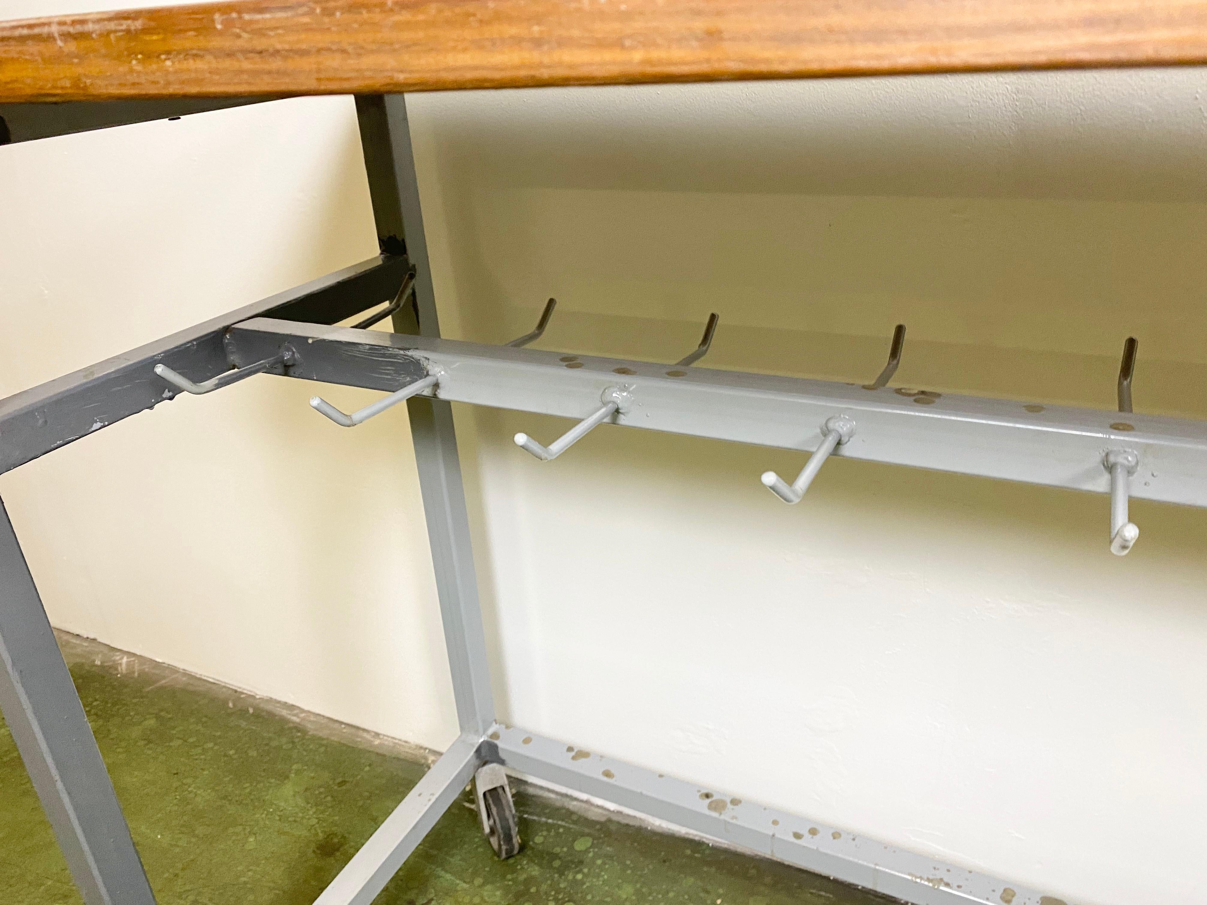 Grey Industrial Worktable on Wheels, 1960s 2