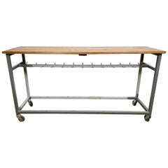 Vintage Grey Industrial Worktable on Wheels, 1960s