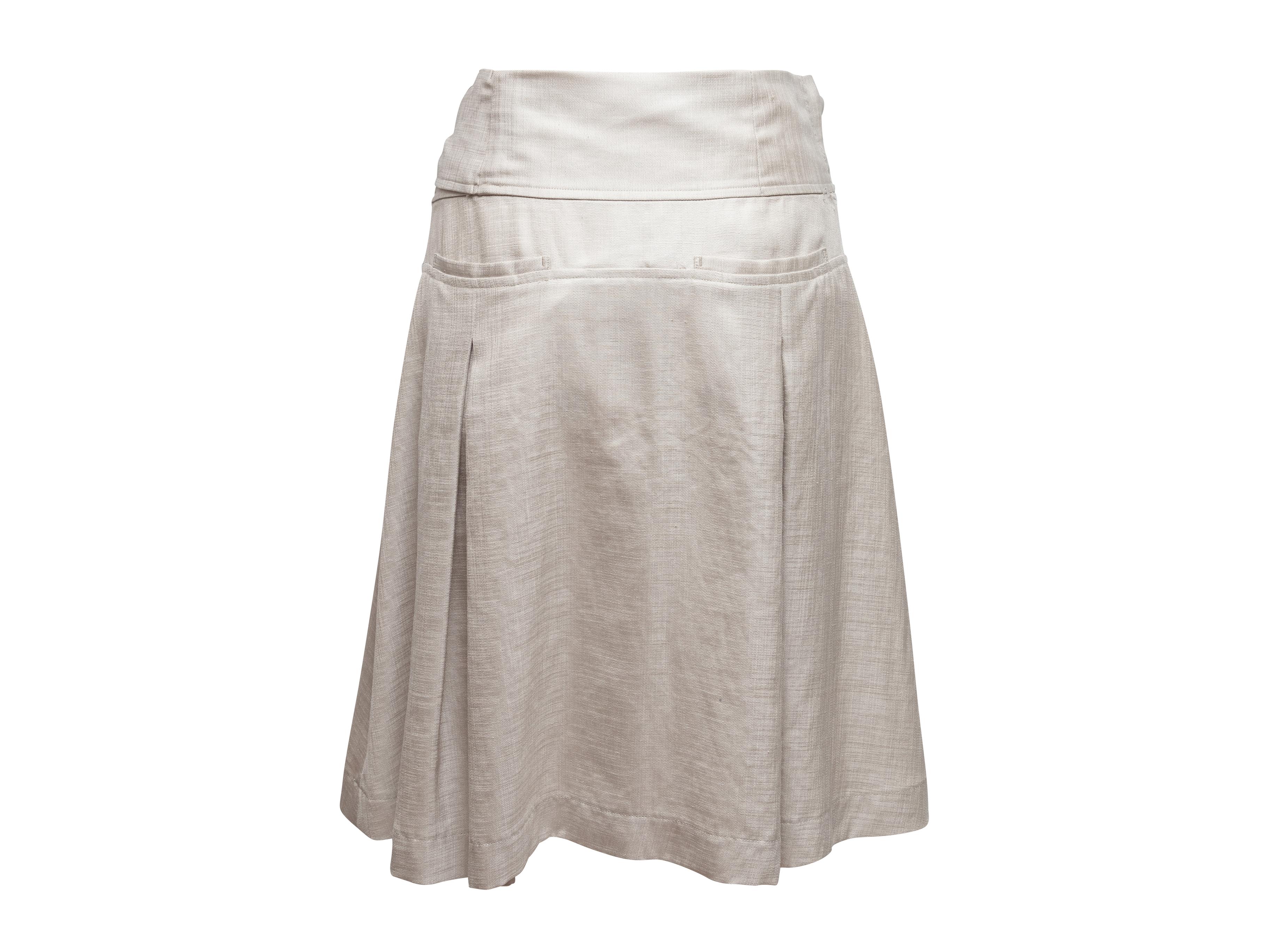 Grey Issey Miyake Linen Pleated Skirt In Good Condition For Sale In New York, NY