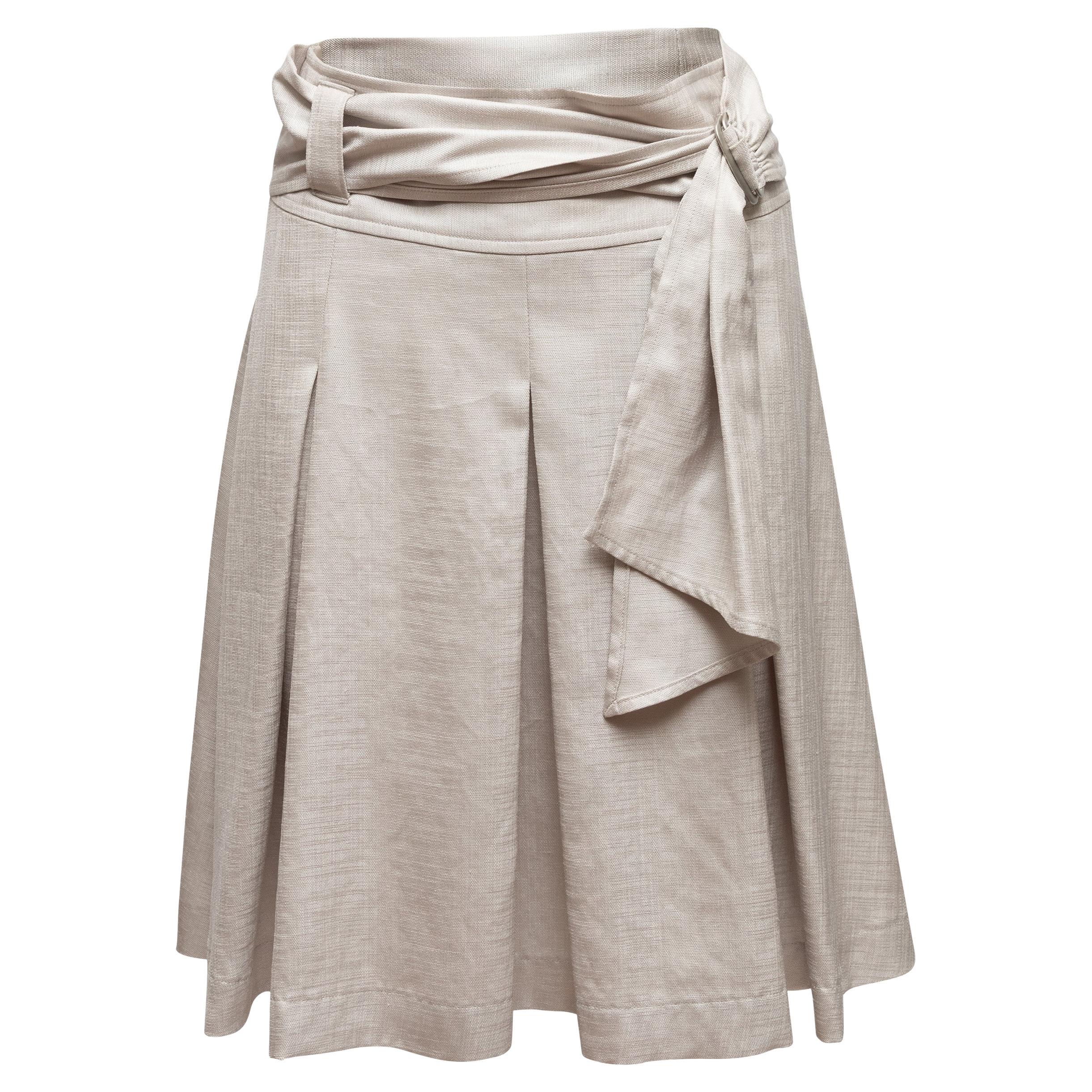 Grey Issey Miyake Linen Pleated Skirt For Sale