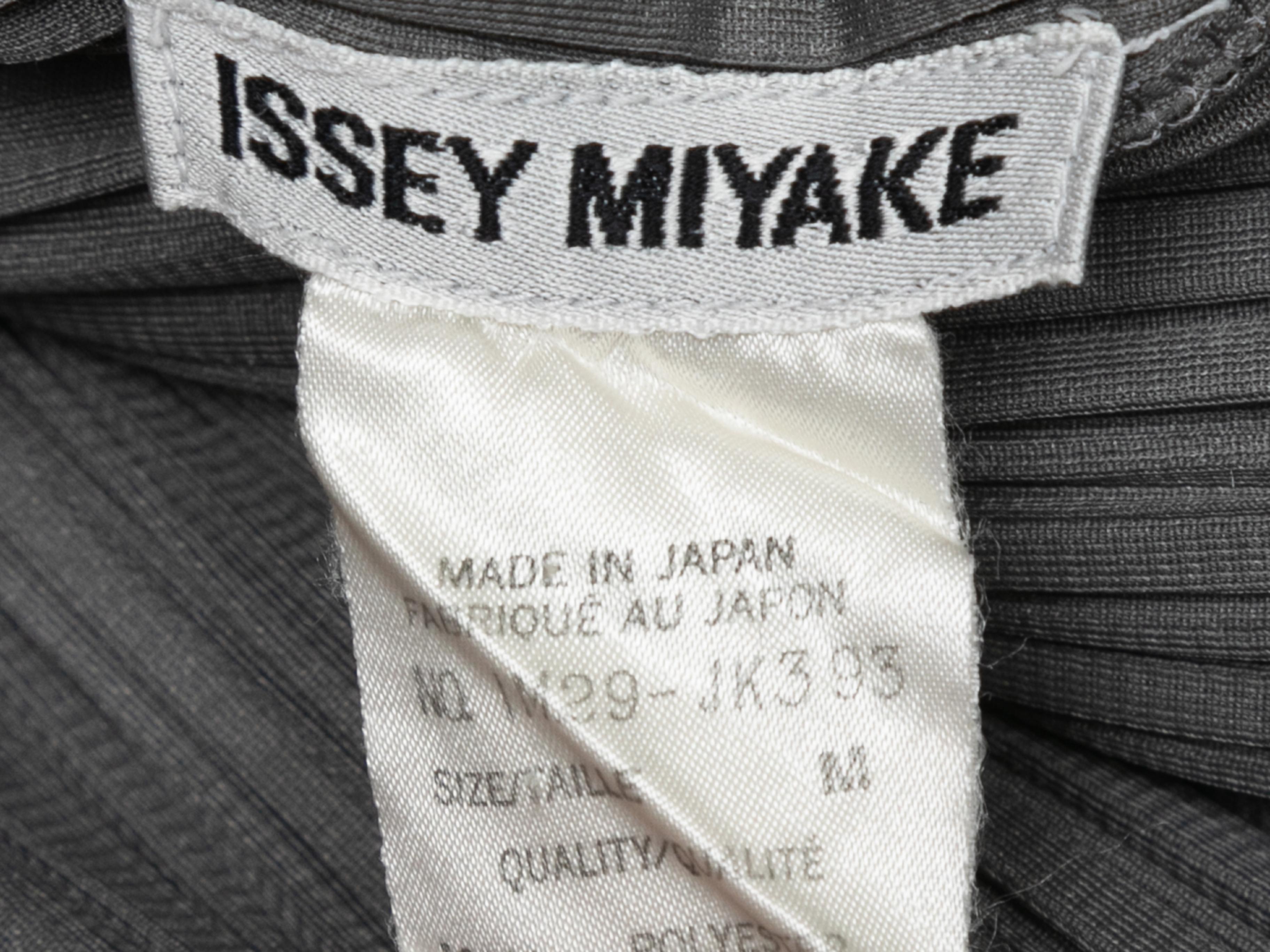 Grey long sleeve plisse top by Issey Miyake. Bateau neckline. 46