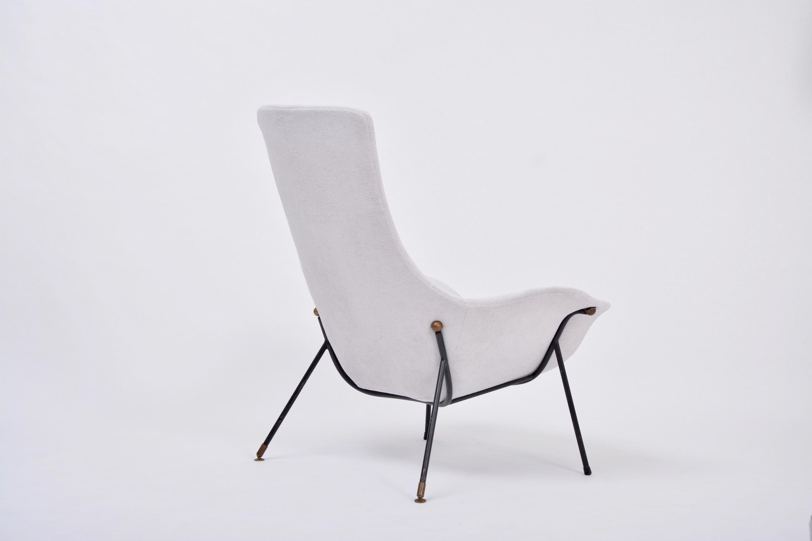 Metal Grey Italian Mid-Century Modern Lounge Chair by Augusto Bozzi for Saporiti For Sale