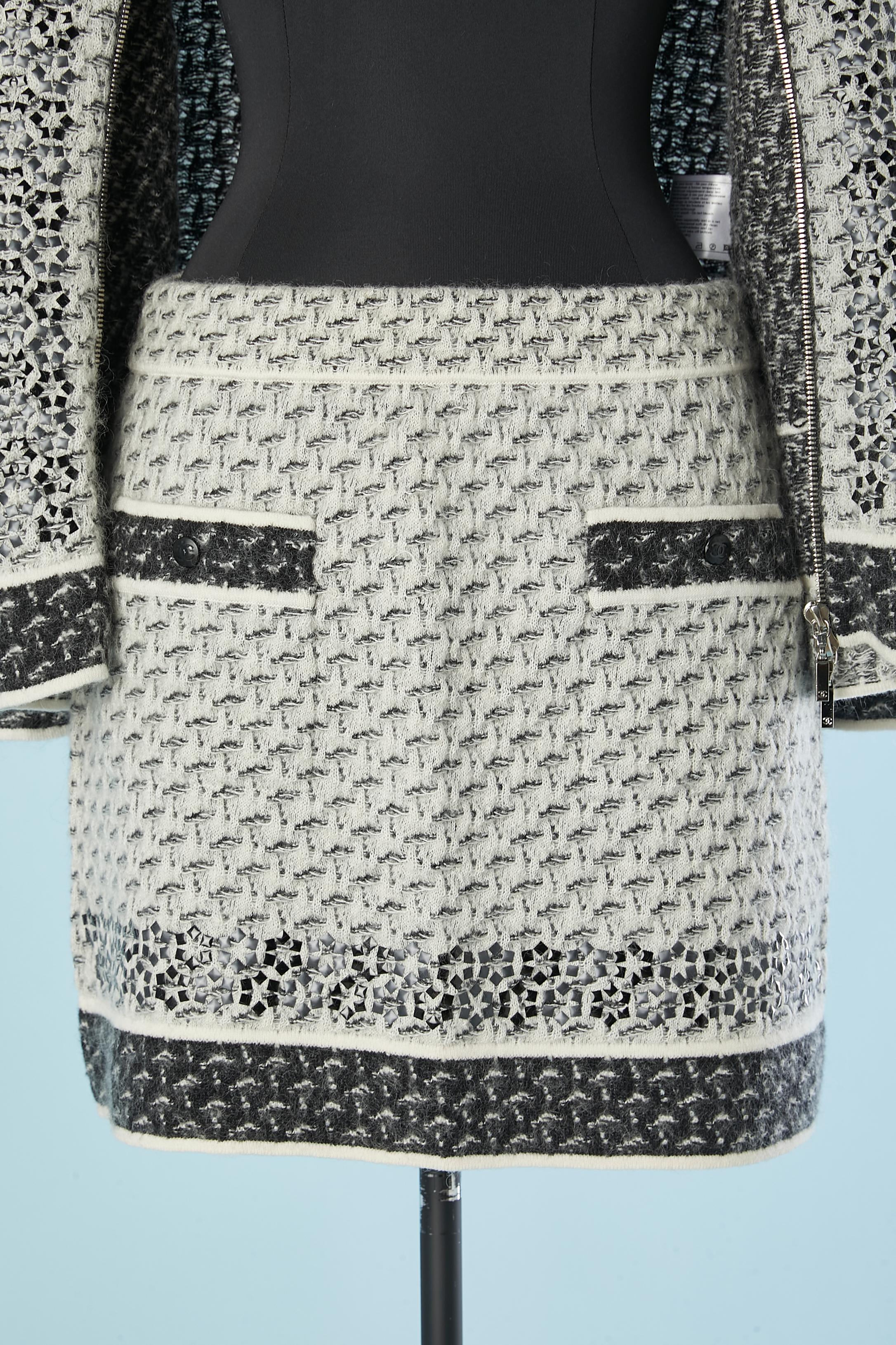Women's Grey jacquard cashmere and mohair jacket and skirt with aluminium inset Chanel For Sale