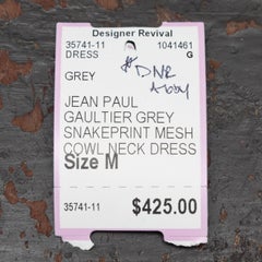 Grey Jean Paul Gaultier Soleil Embroidered Snake Print Mesh Dress Size US M