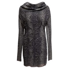 Grey Jean Paul Gaultier Soleil Embroidered Snake Print Mesh Dress Size US M