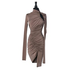 Robe de cocktail drapée en jersey gris MUGLER Robe de cocktail drapée en jersey gris MUGLER