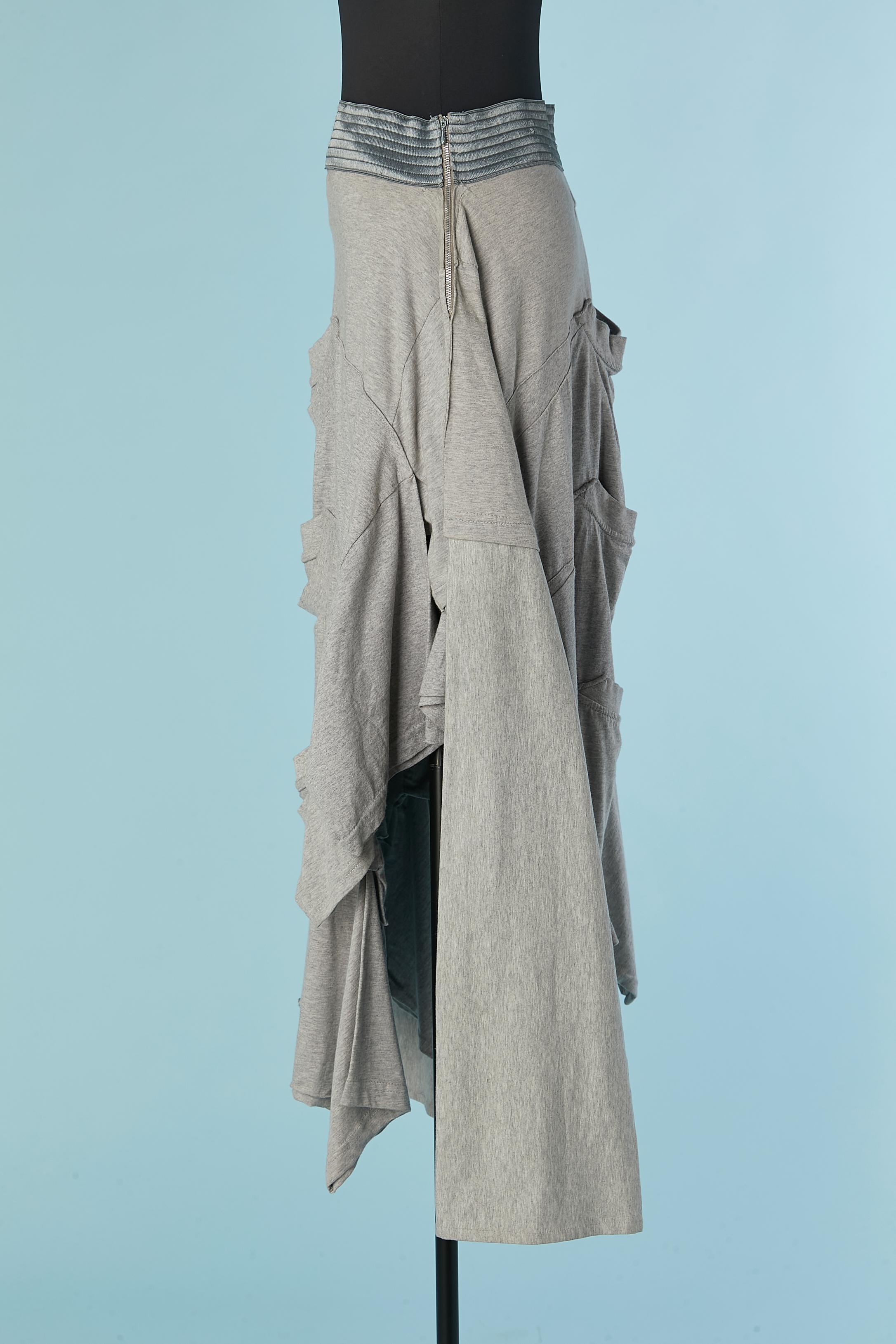 Grey jersey skirt made of tee-shirt Michele Pesetti 1