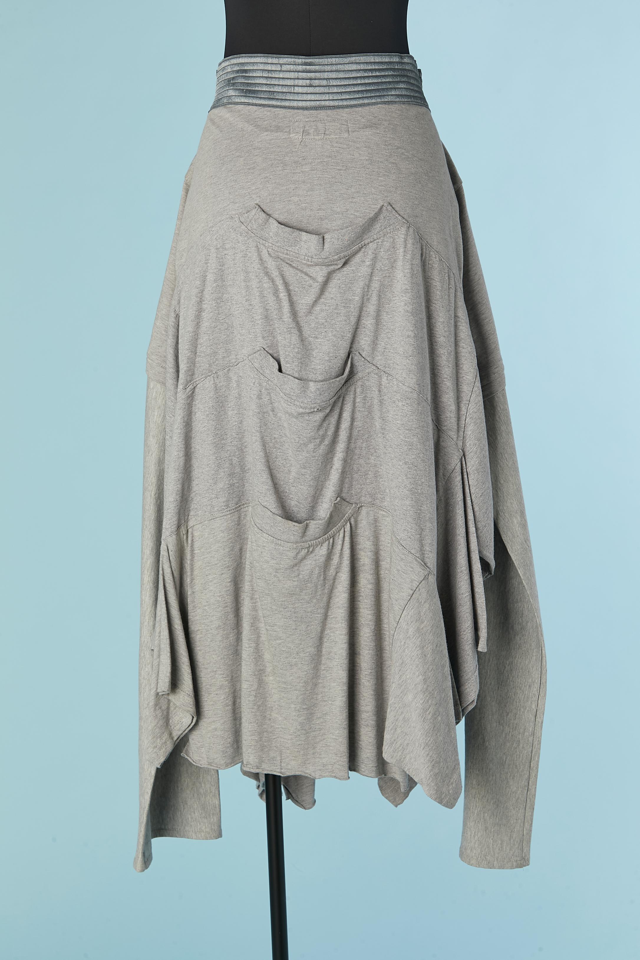 Grey jersey skirt made of tee-shirt Michele Pesetti 2