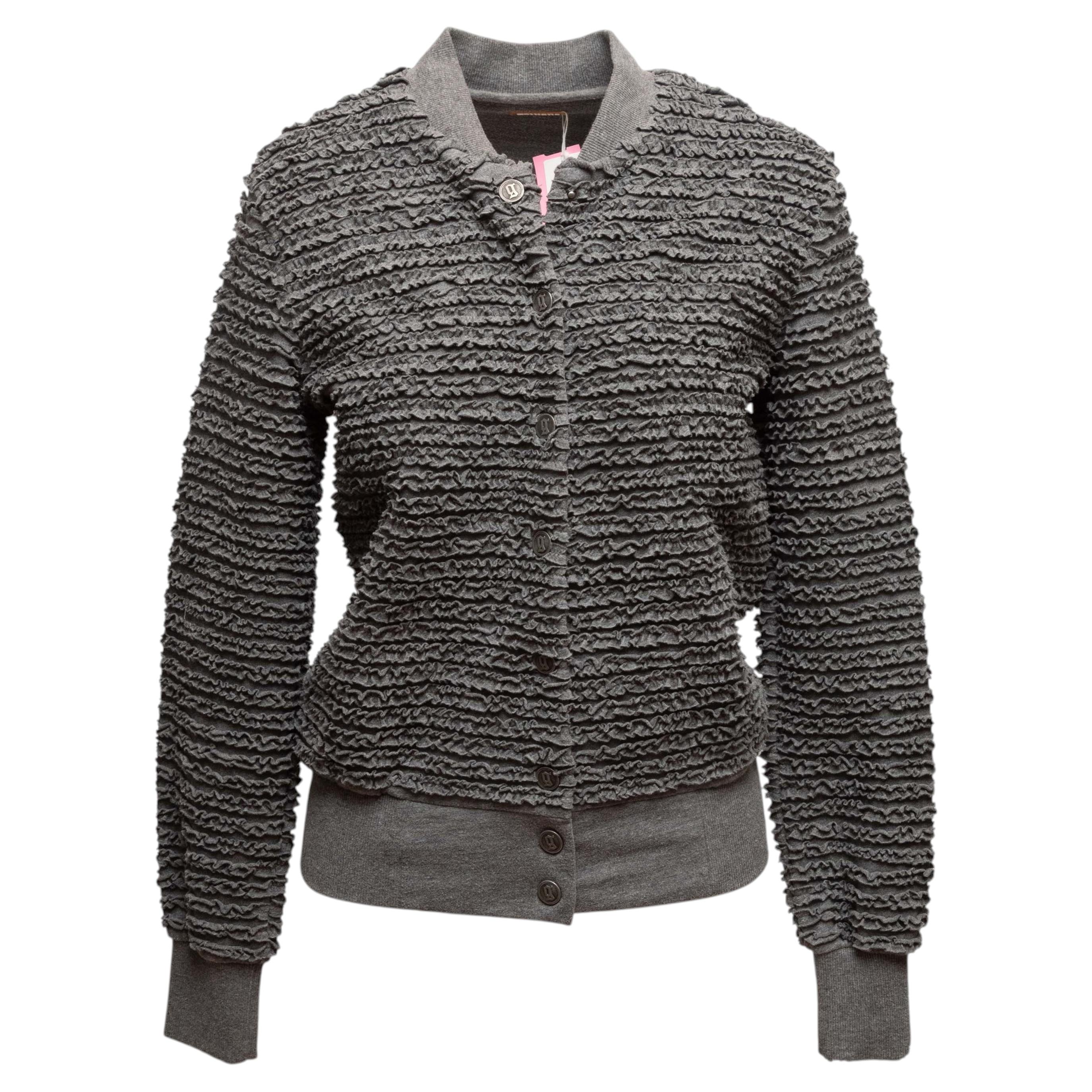 Grey John Galliano Ruffle Textured Bomber Jacket