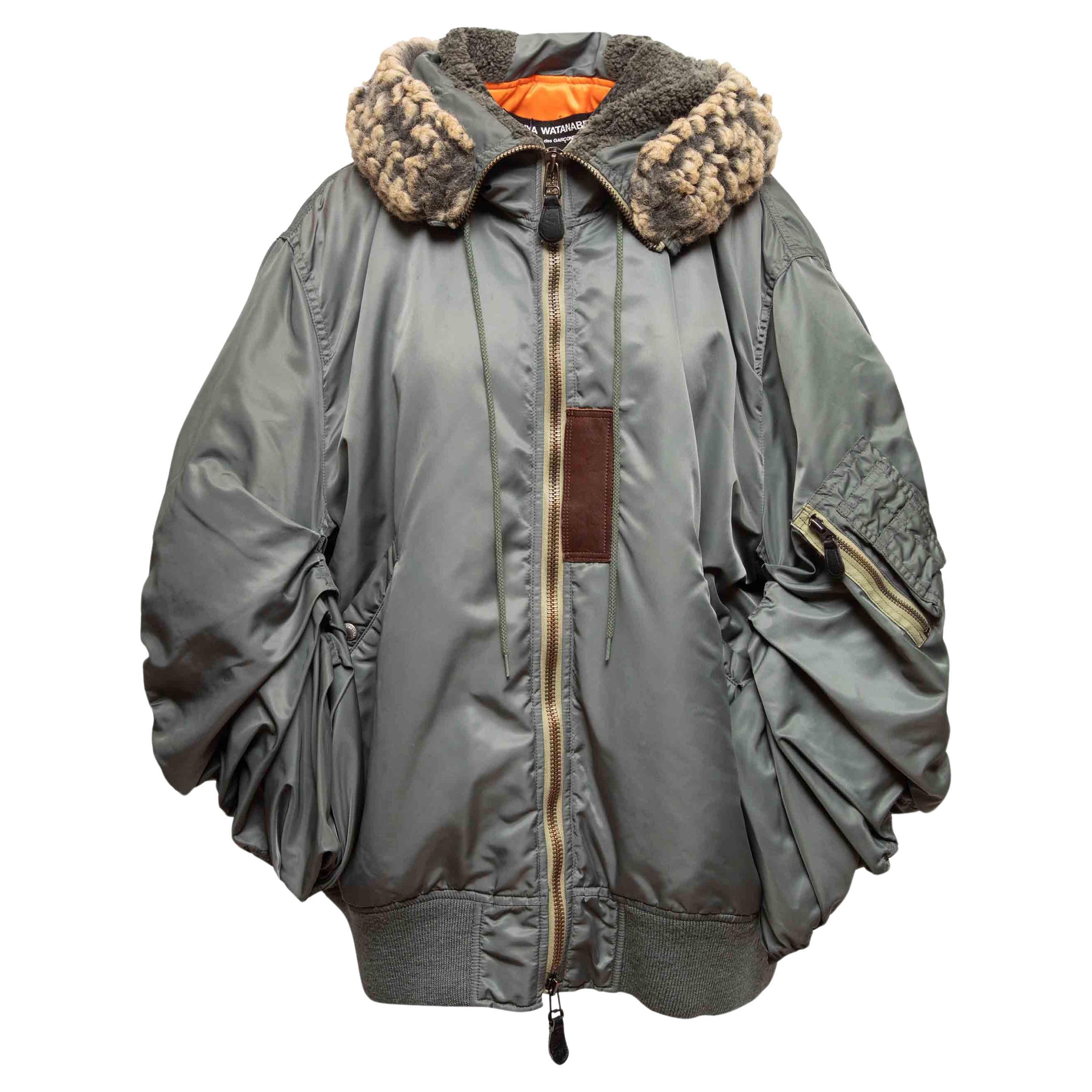Giacca bomber grigia con cappuccio Junya Watanabe Comme Des Garcons taglia US XS in vendita