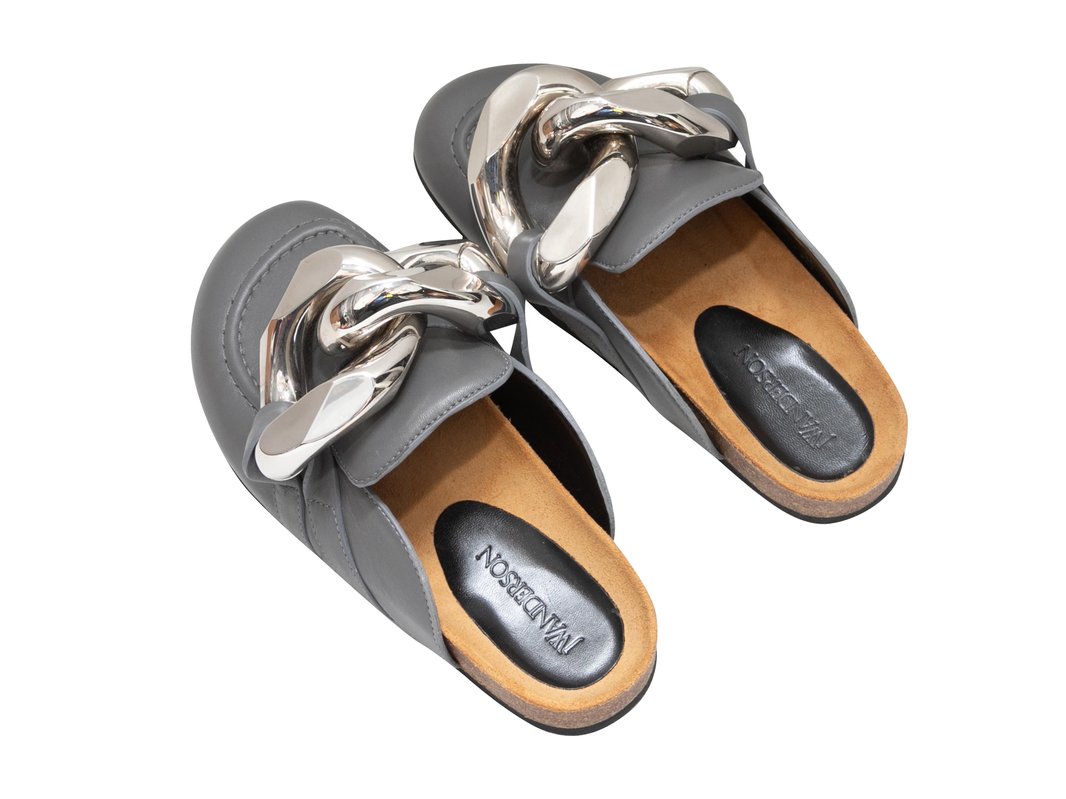 Gray Grey JW Anderson Leather Mules Size 35