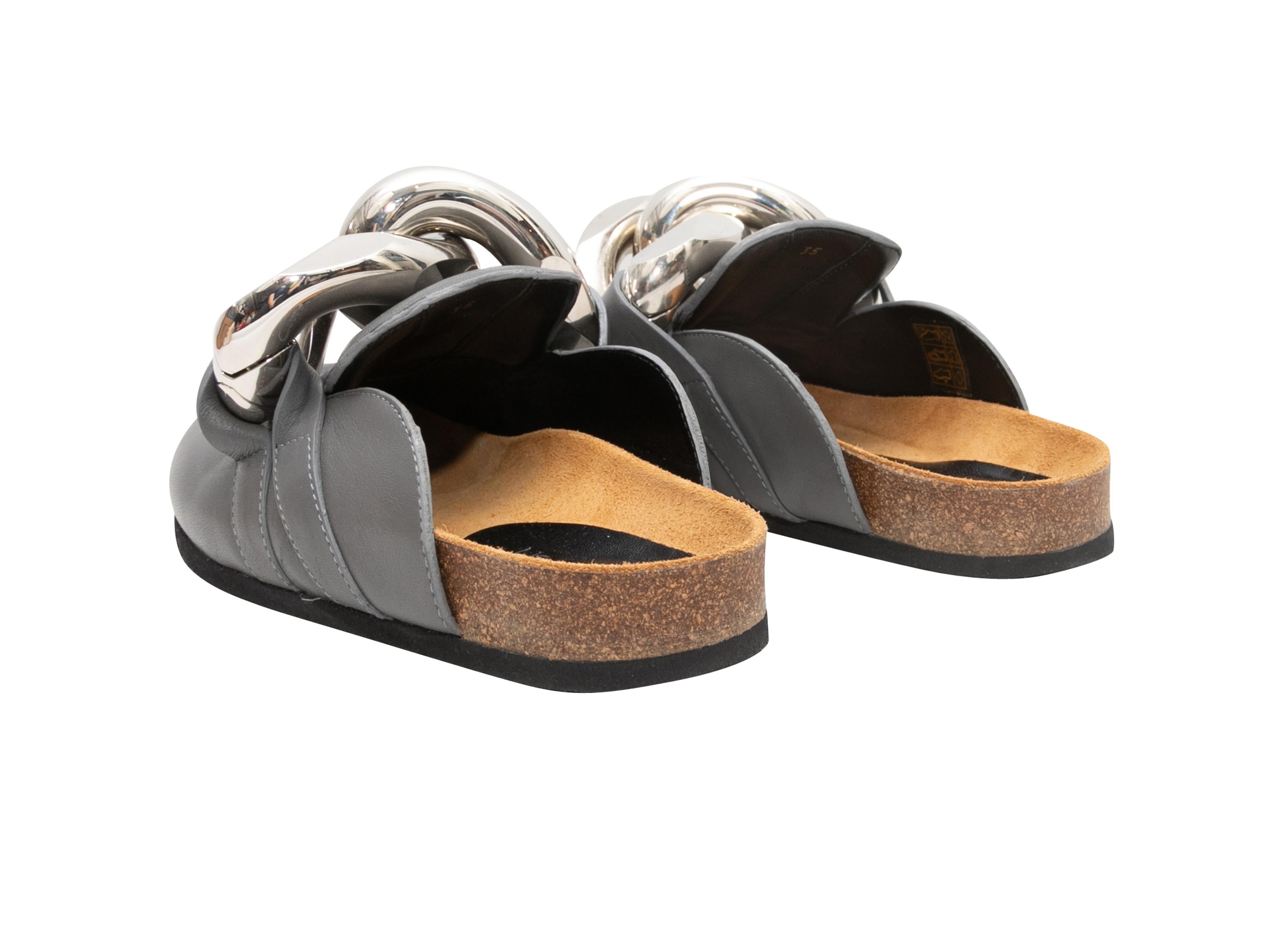 Grey JW Anderson Leather Mules Size 35 In Good Condition In New York, NY