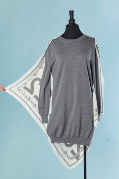 Grey knit dress with printed scarf back MM6 Maison Margiela