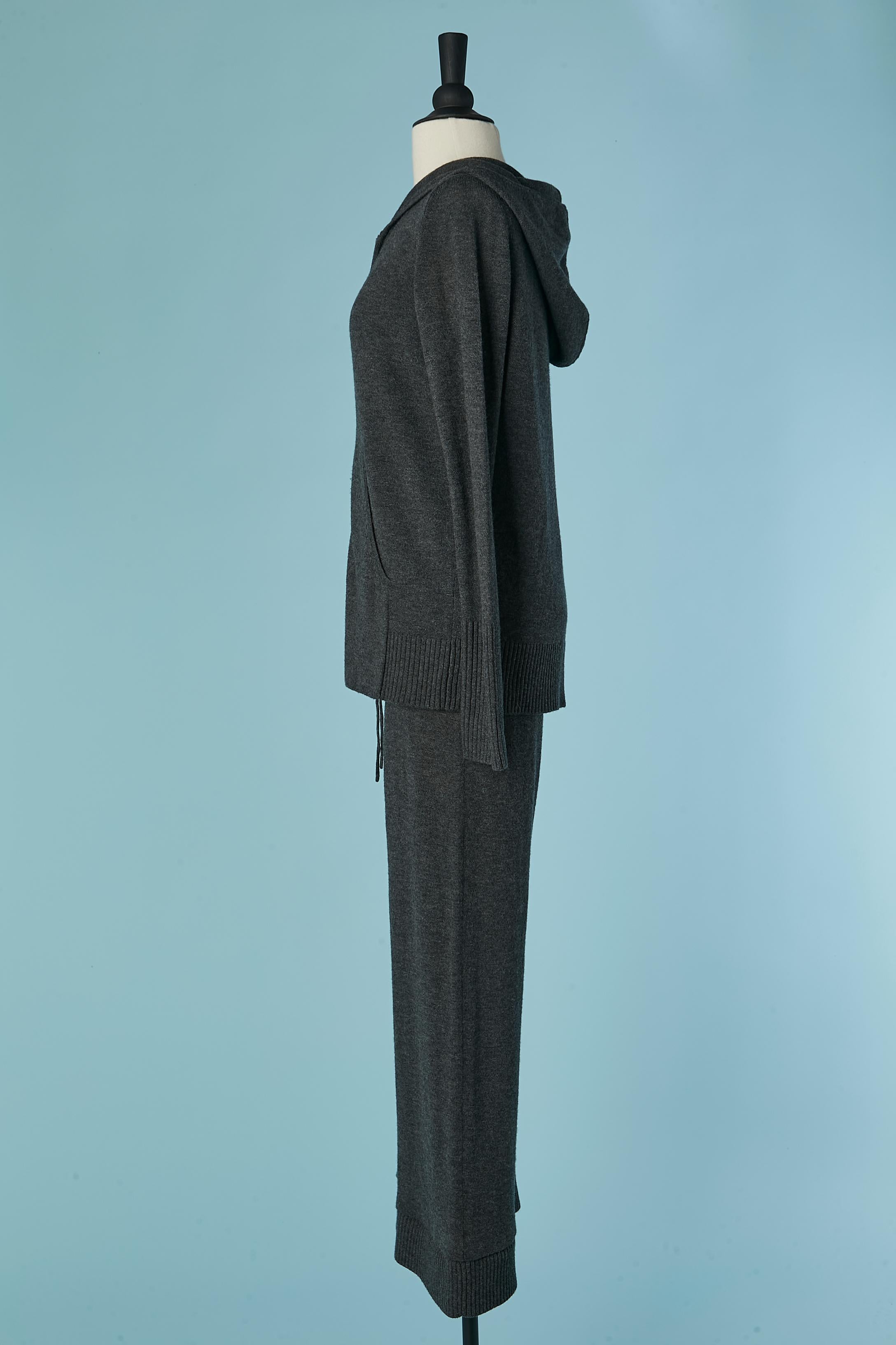 Grey knit sleeveless sweater, hoodie and trouser ensemble ESCADA Sport For Sale 1