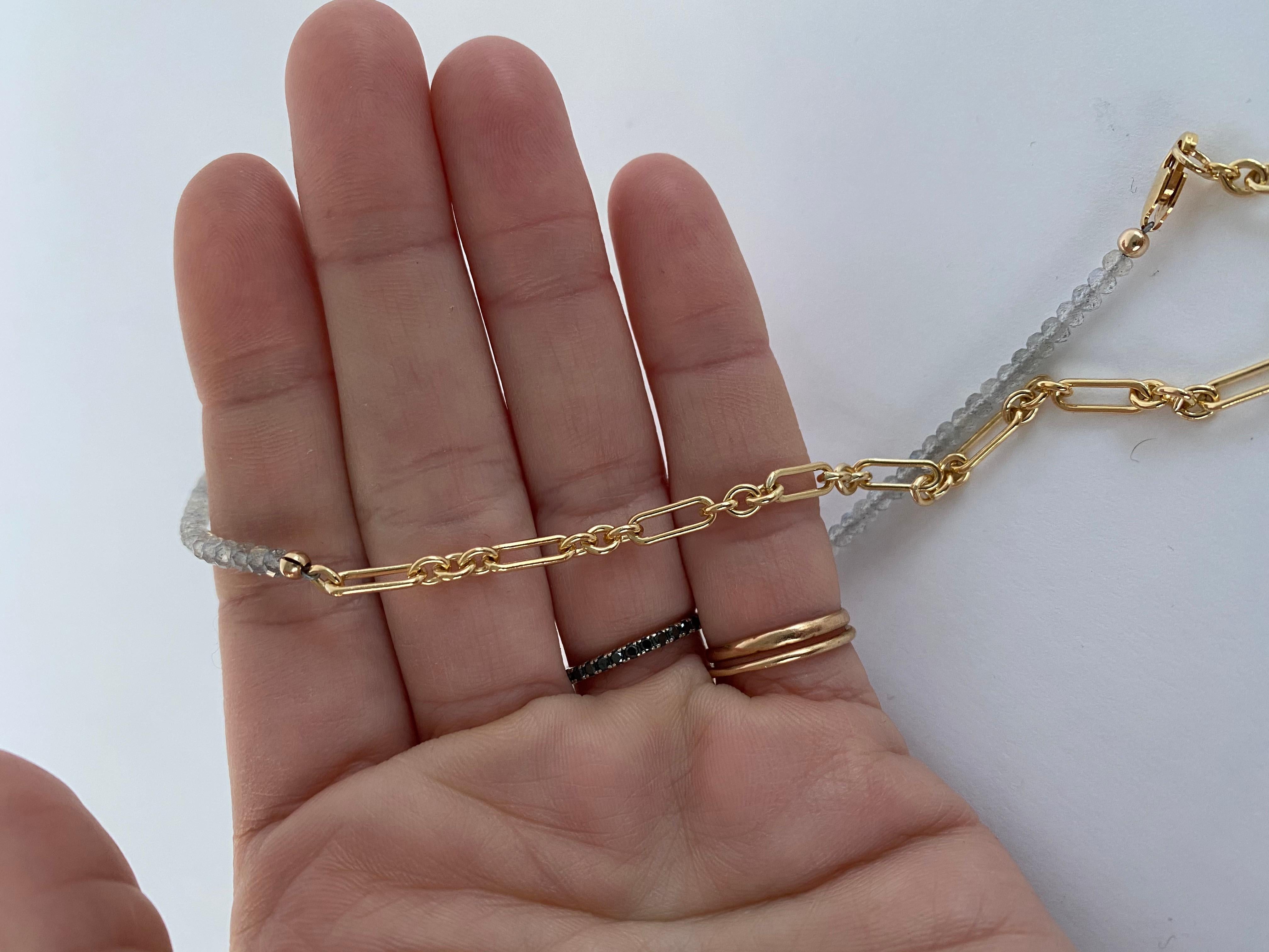 Choker Labradorit Perle Gold gefüllte Kette Halskette 18 