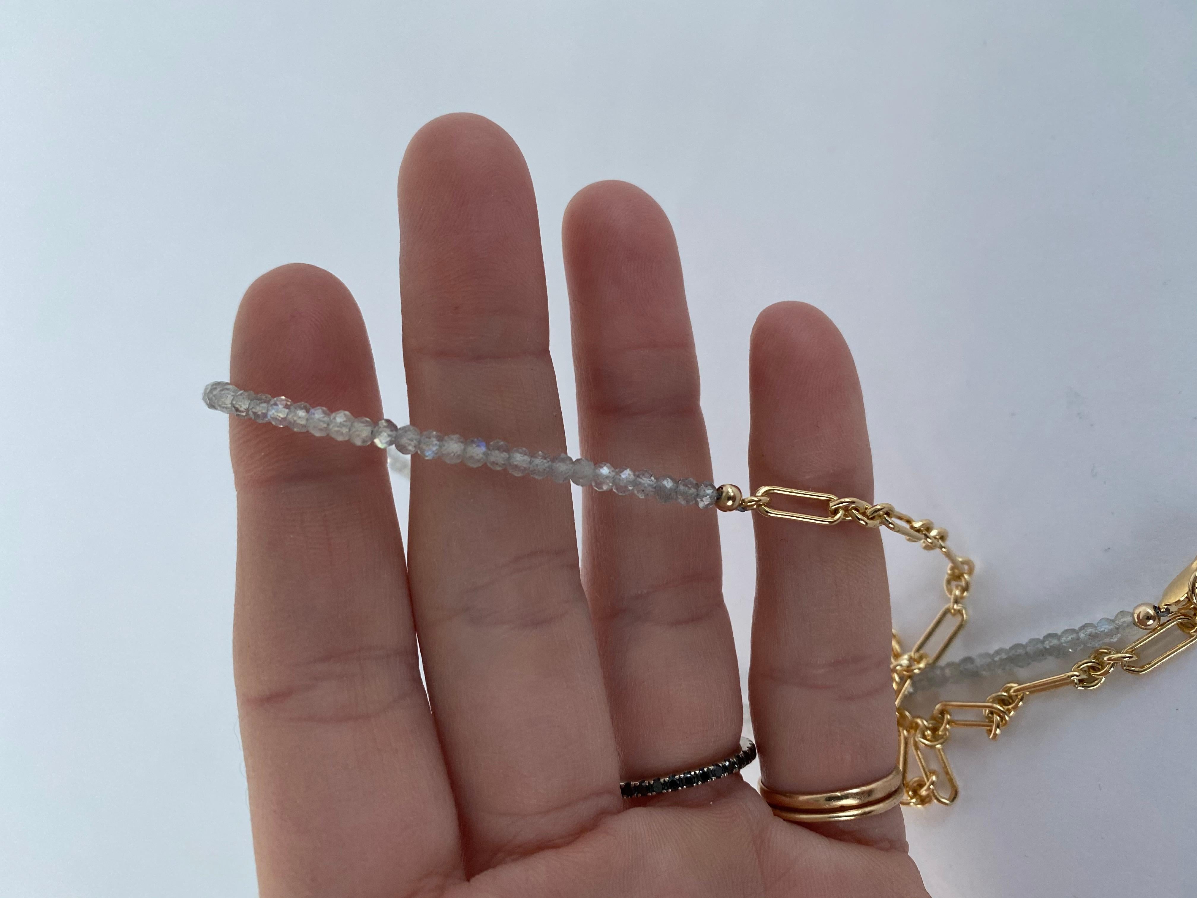 Choker Labradorit Perle Gold gefüllte Kette Halskette J Dauphin (Romantik) im Angebot
