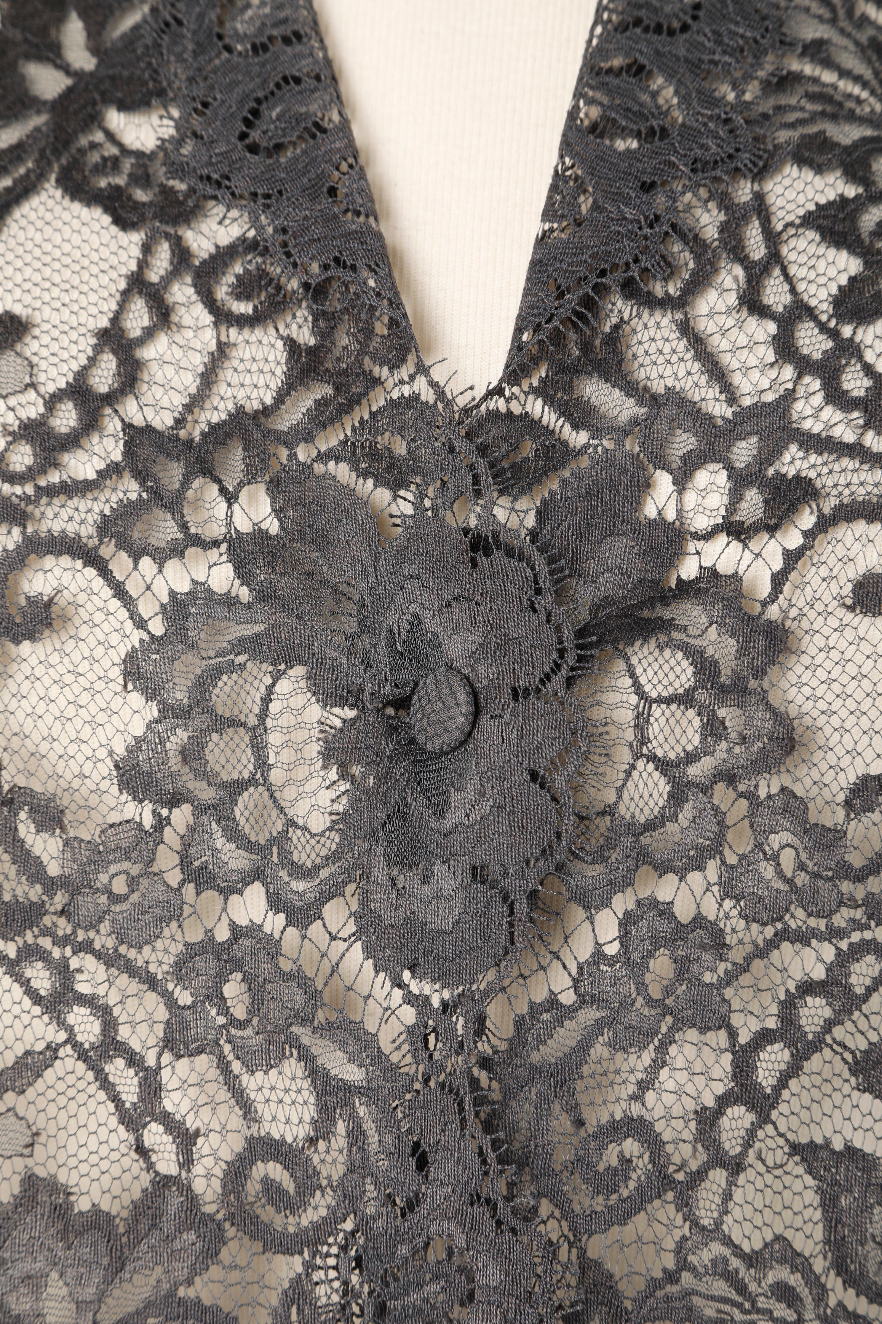 Gray Grey lace shirt Ivoire de Balmain For Sale