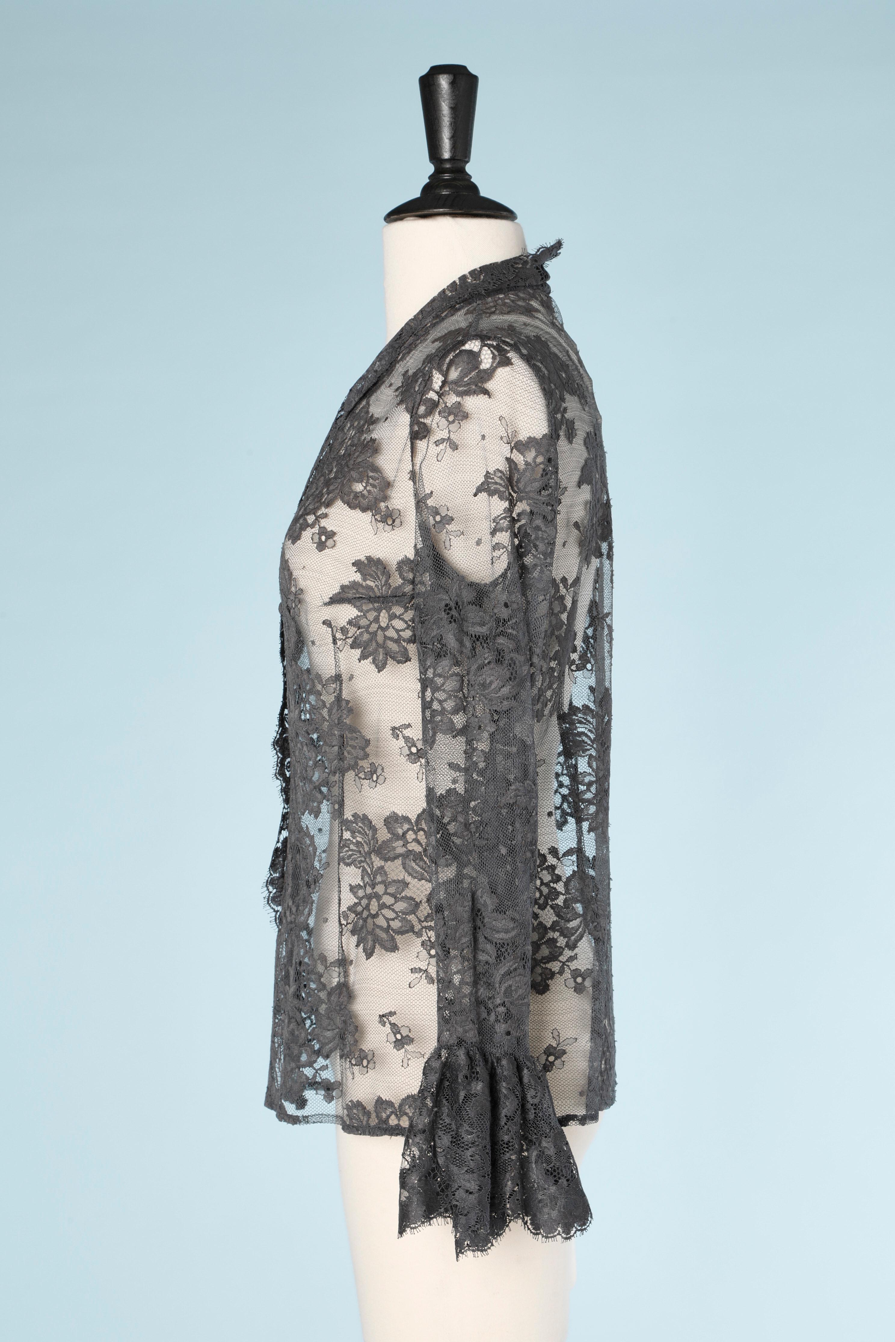 Grey lace shirt Ivoire de Balmain For Sale 1