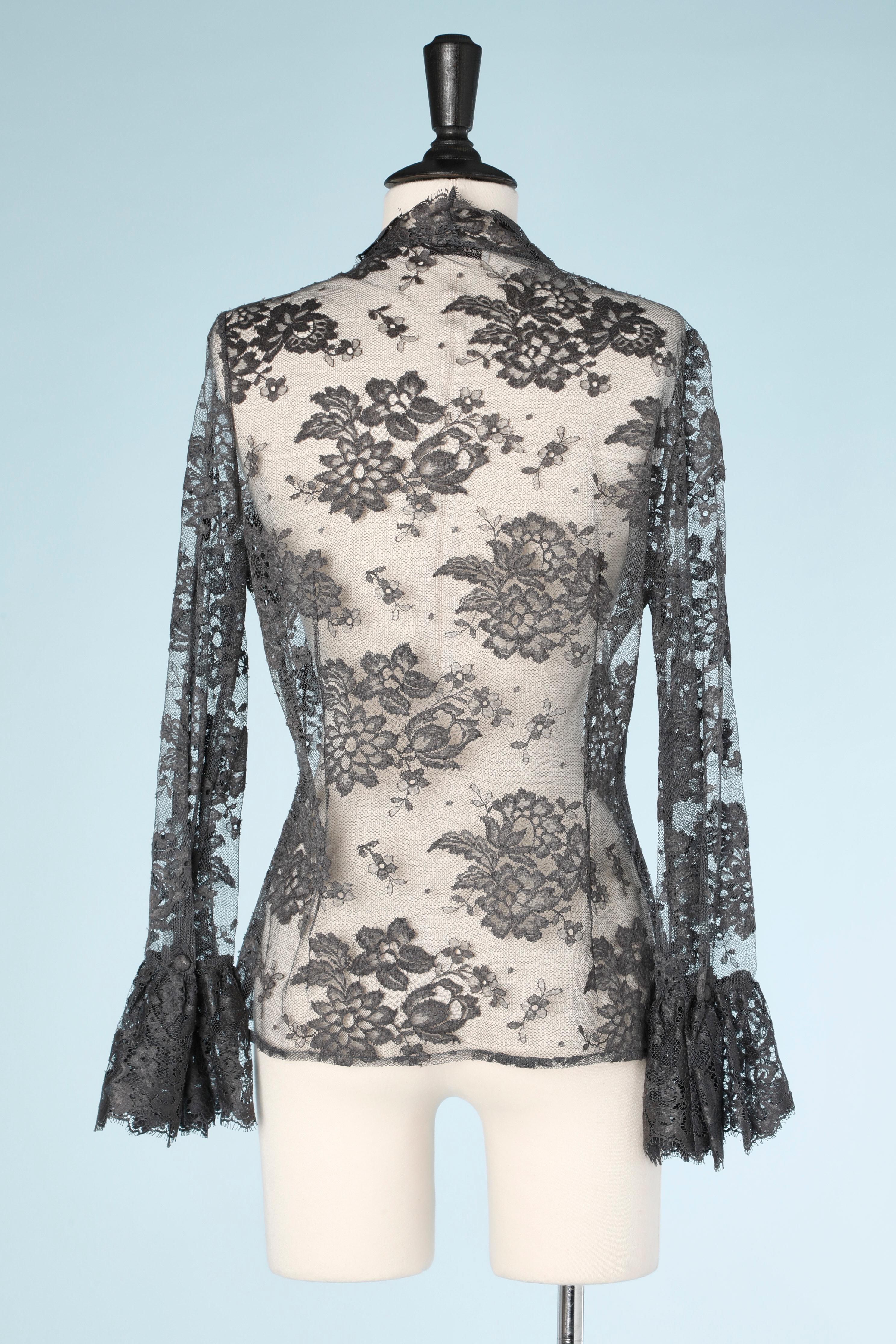 Grey lace shirt Ivoire de Balmain  For Sale 2