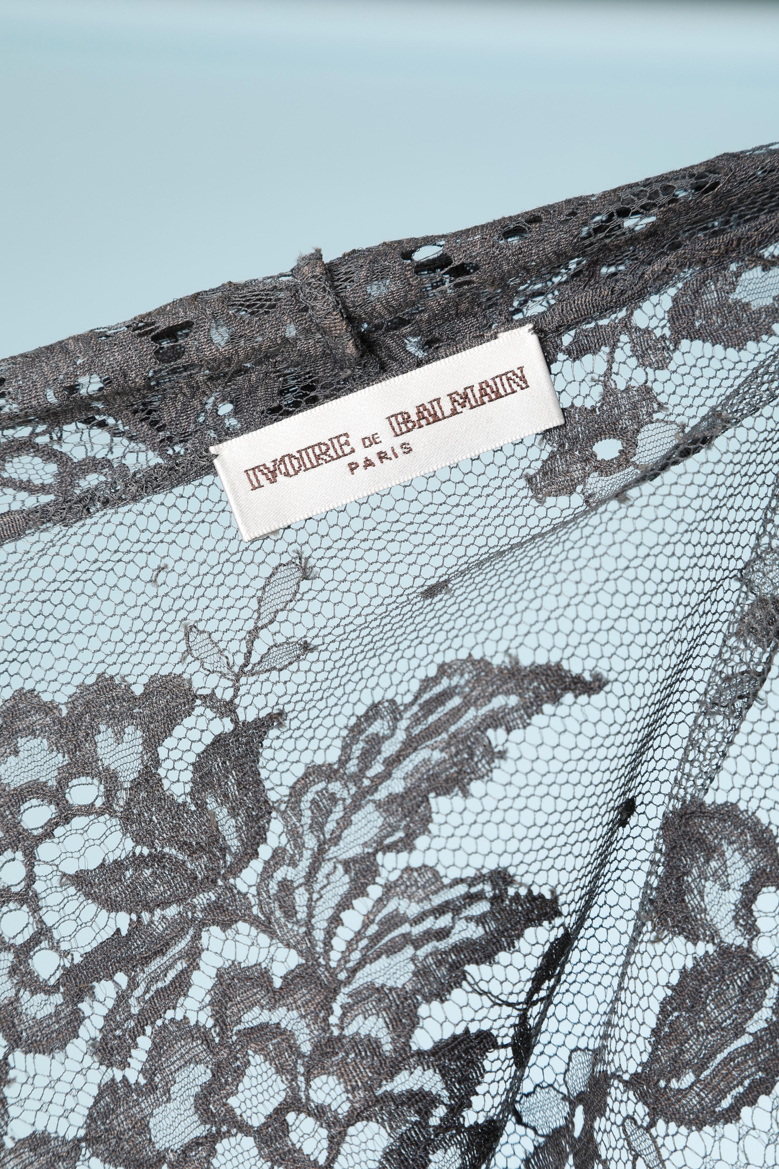 Grey lace shirt Ivoire de Balmain For Sale 4