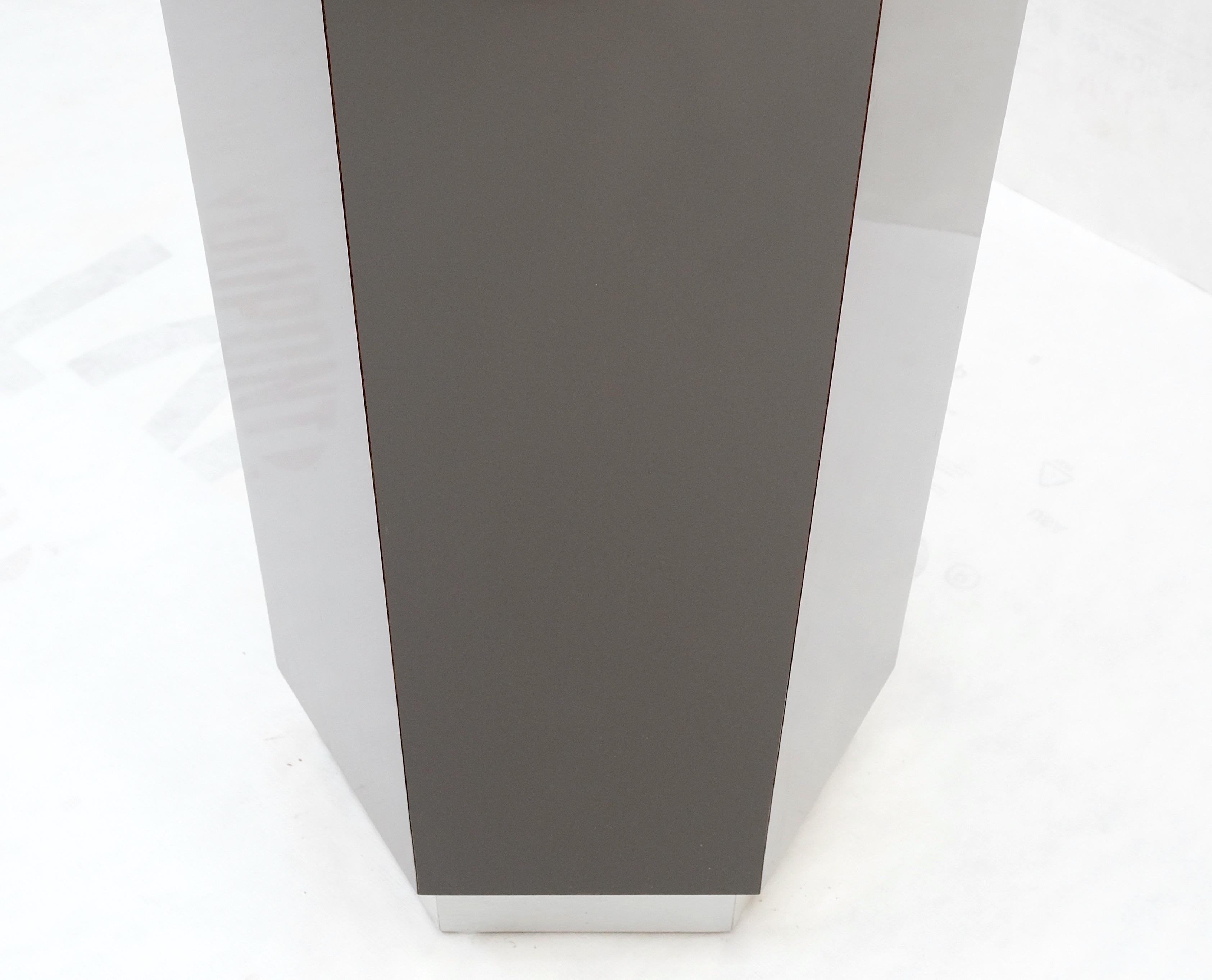 American Grey Laminate Aluminum Base Hexagon Shape Mid-Century Modern Pedestal For Sale