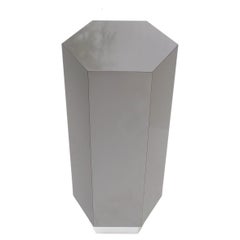 Grey Laminate Aluminum Base Hexagon Shape Mid-Century Modern Pedestal