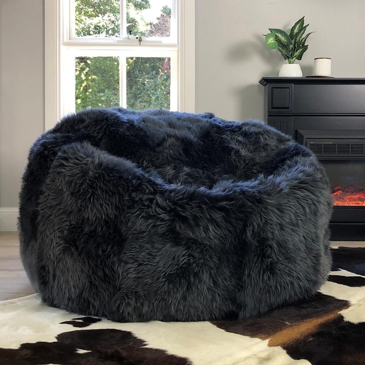 This long wool grey sheepskin bean bag chair cover is the must-have shaggy bean bag for anyone who wants to live in ultimate comfort. Australian, Merino sheepskin is a world class natural wool known for its superior qualities. 

Merino sheepskin