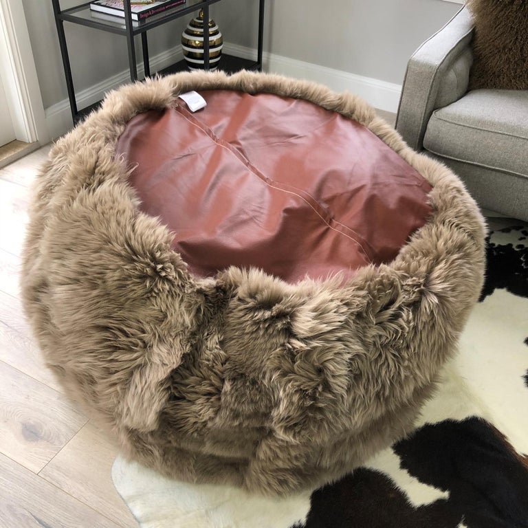 Grey Large Sheepskin Bean Bag Cover, Australian Sheepskin Made in Australia For Sale at