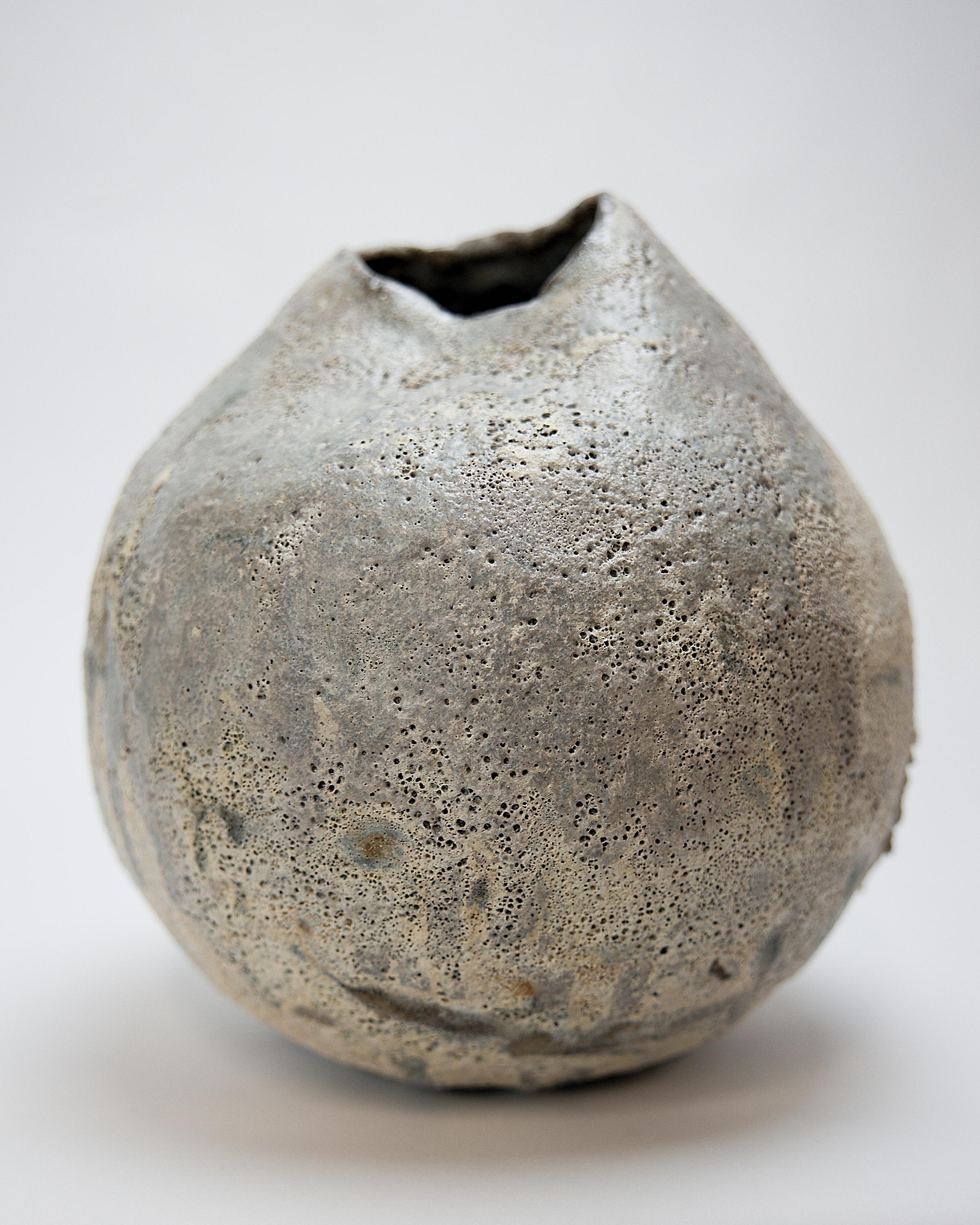 Contemporary Grey Lava Moon Vase Handmade II