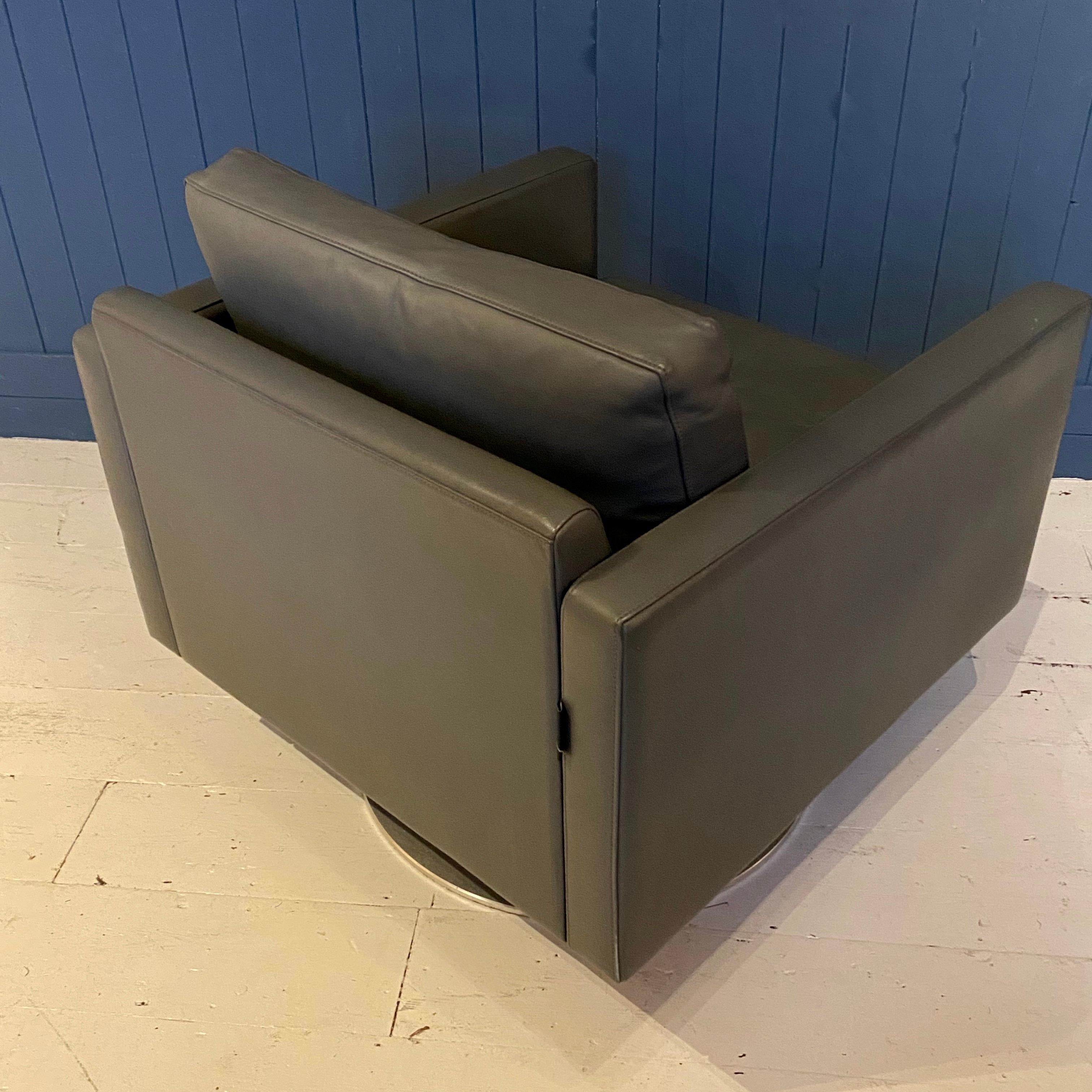 Contemporary Grey Leather Armchair by Davison Highley For Sale