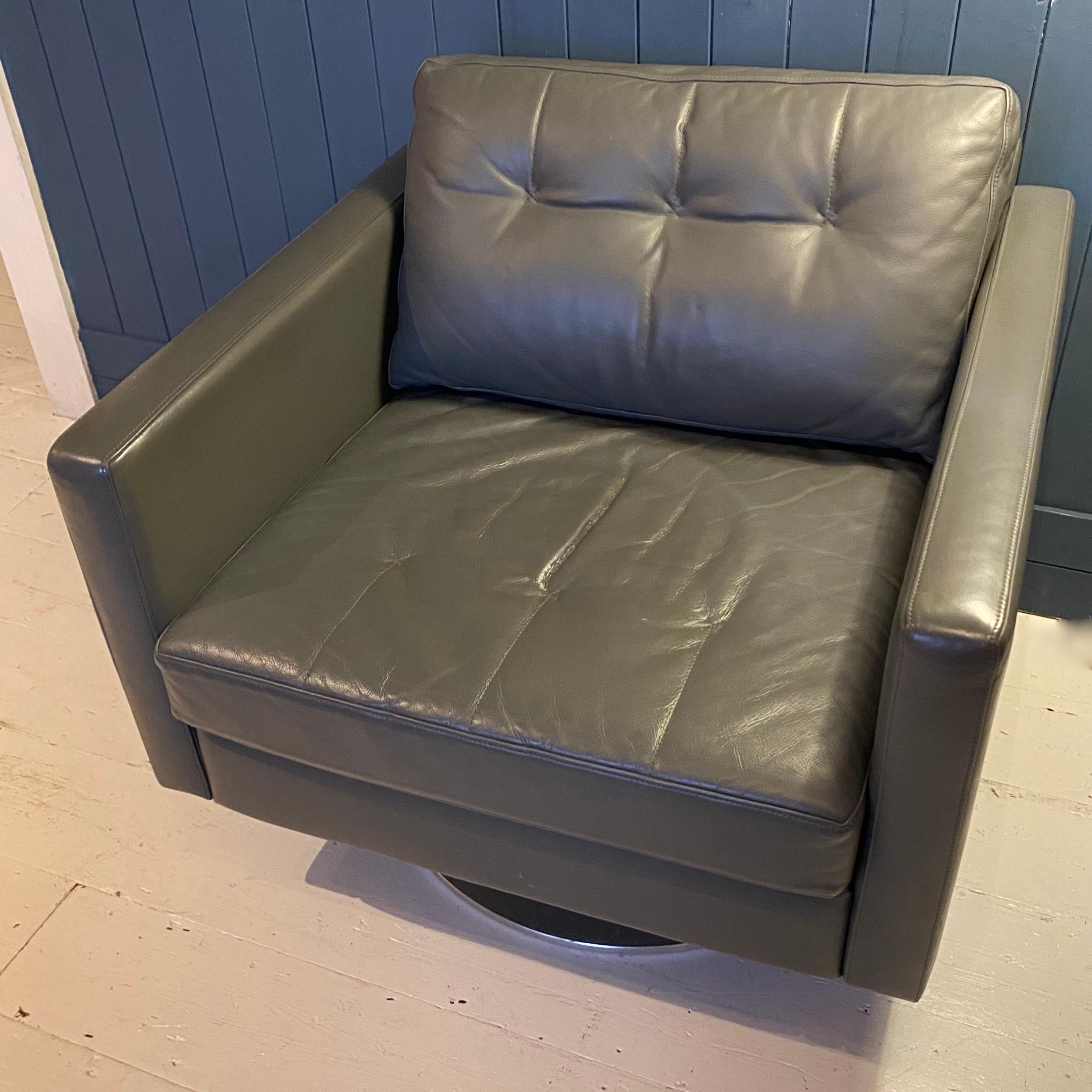 Grey Leather Armchair by Davison Highley For Sale 2