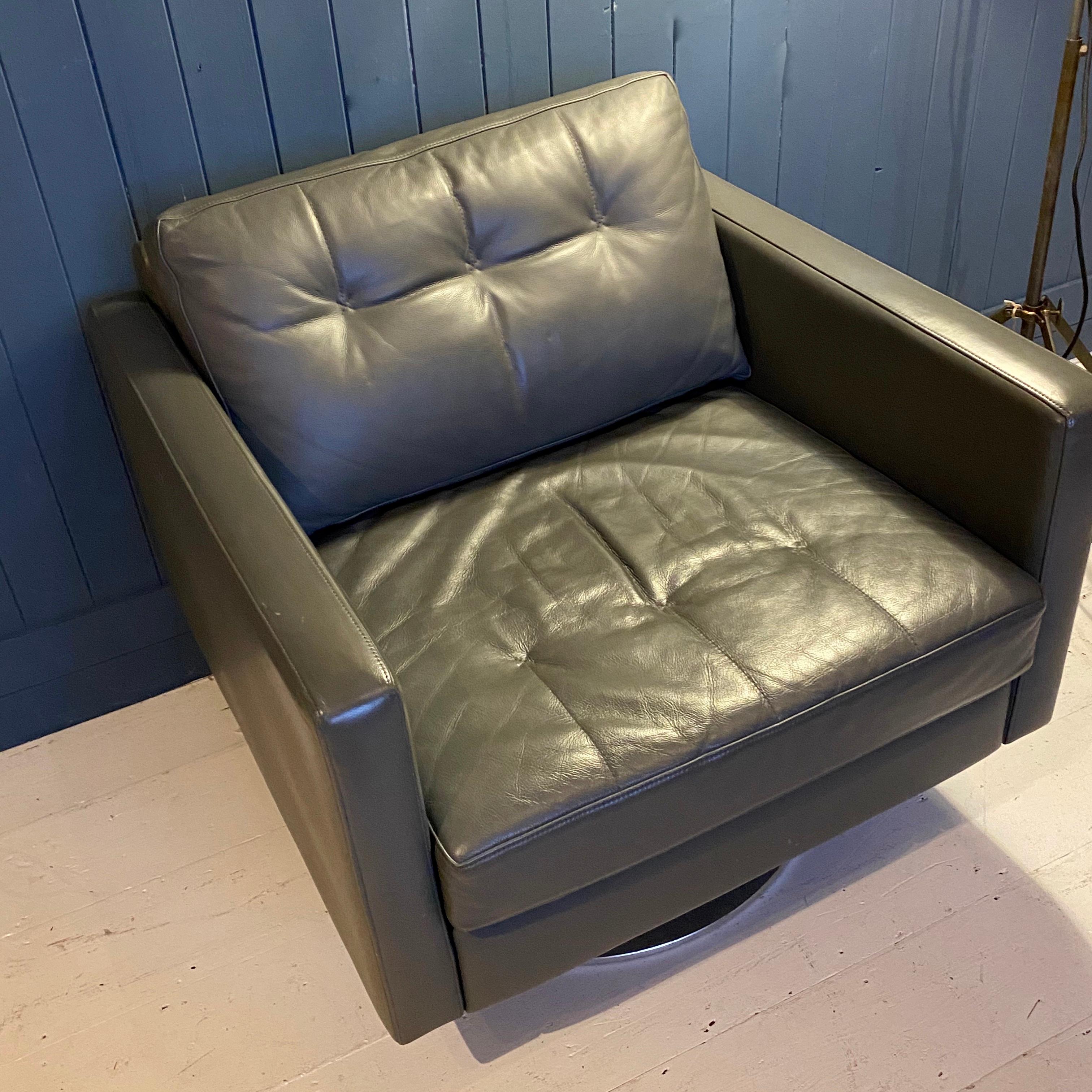 Grey Leather Armchair by Davison Highley For Sale 3