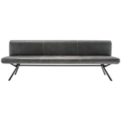 Grey Leather Bench