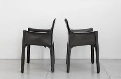 Grey Leather "Cab" Armchair by Mario Bellini for Cassina