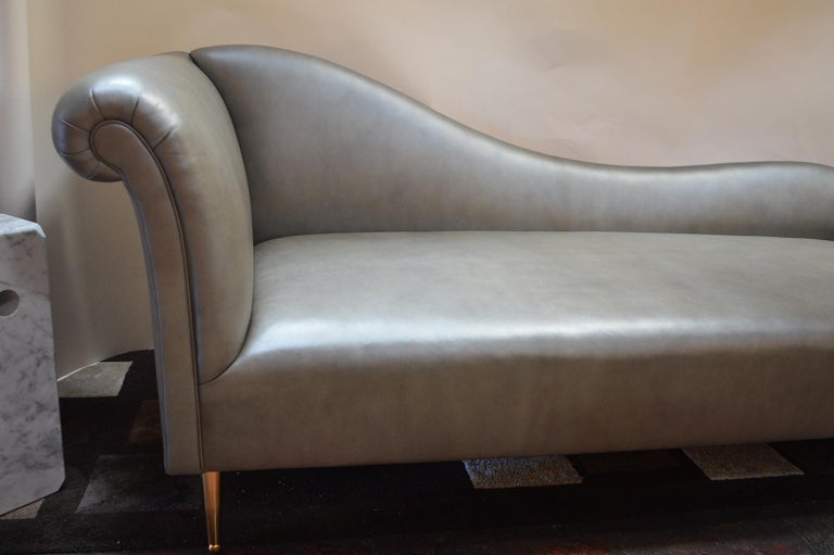 Grey Leather Chaise Longue at 1stDibs